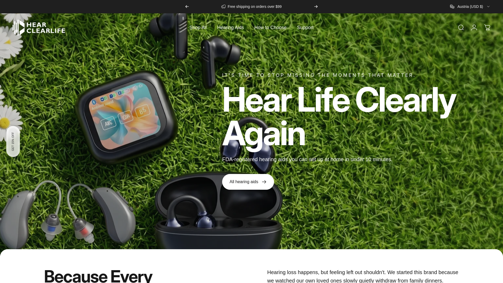 website screenshot of https://hearclearlife.com/