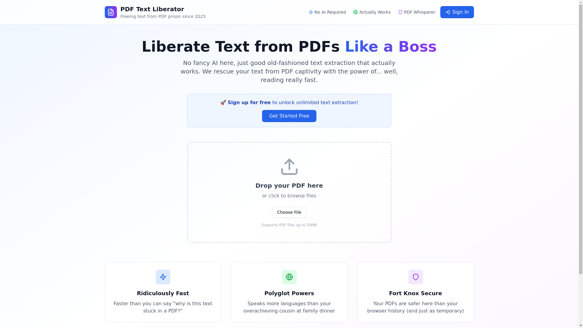 website screenshot of https://pdf-text-liberator.pages.dev/