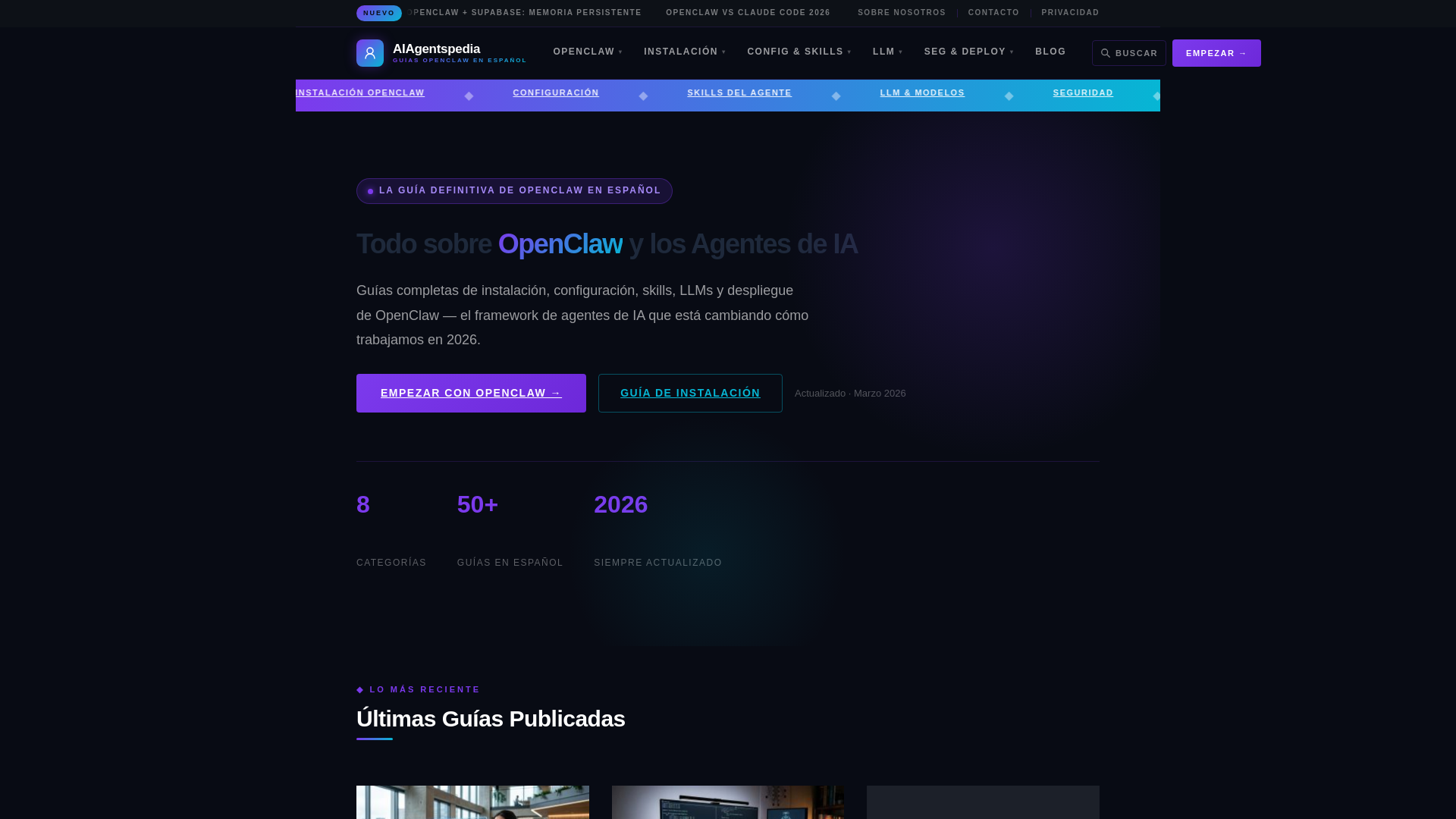 website screenshot of https://aiagentspedia.es/