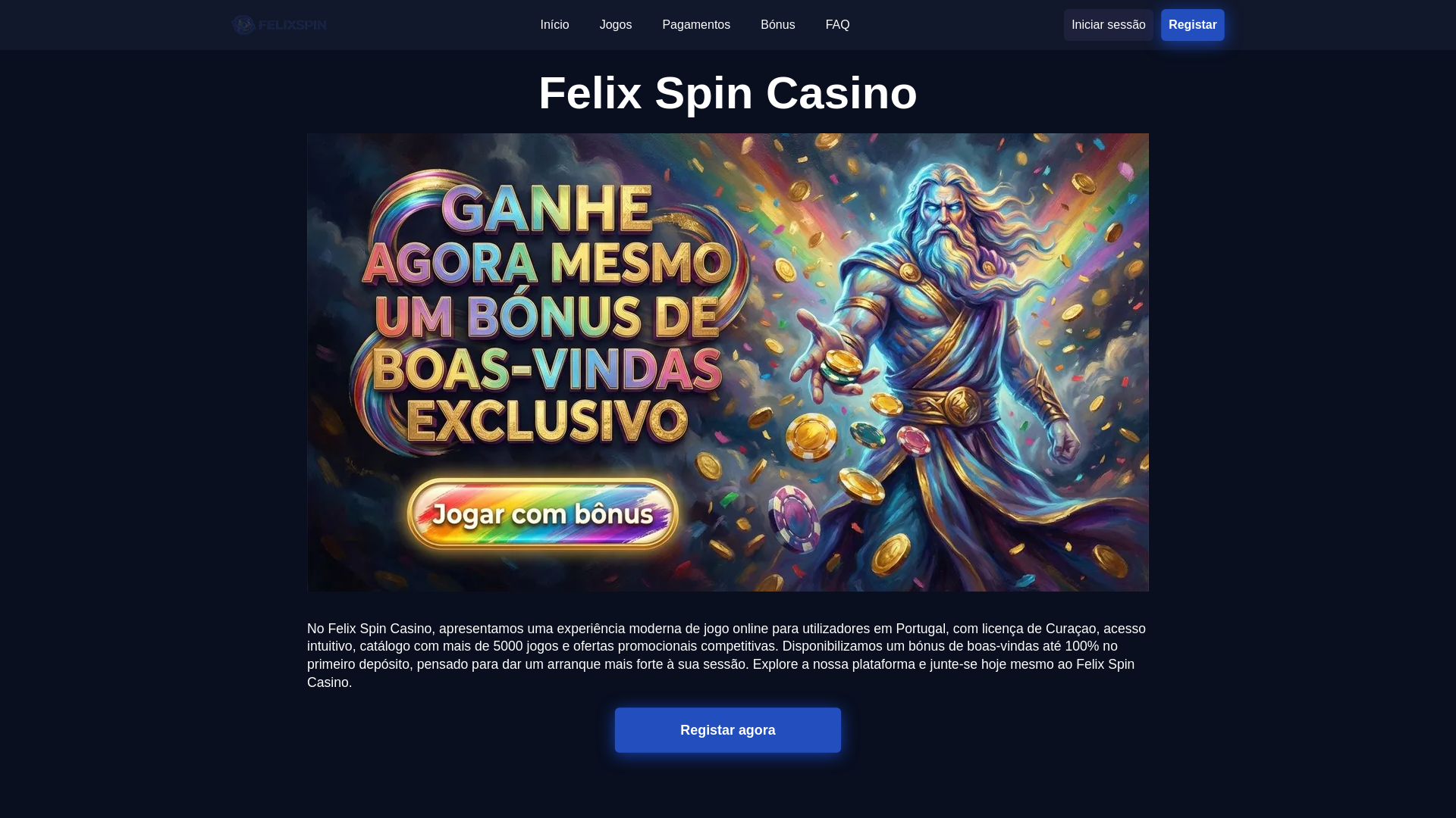website screenshot of https://casino-felixspin.pt/