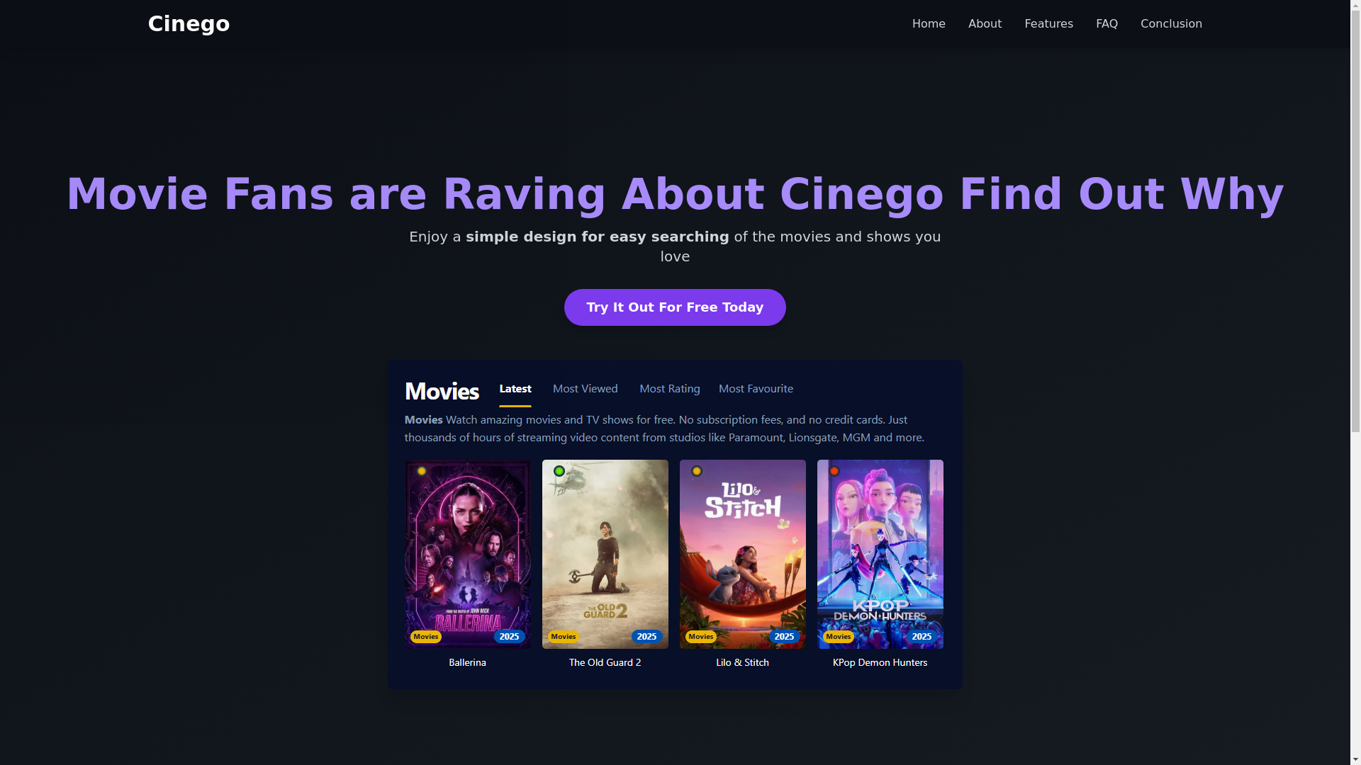 website screenshot of https://cinego-68kt.pages.dev/