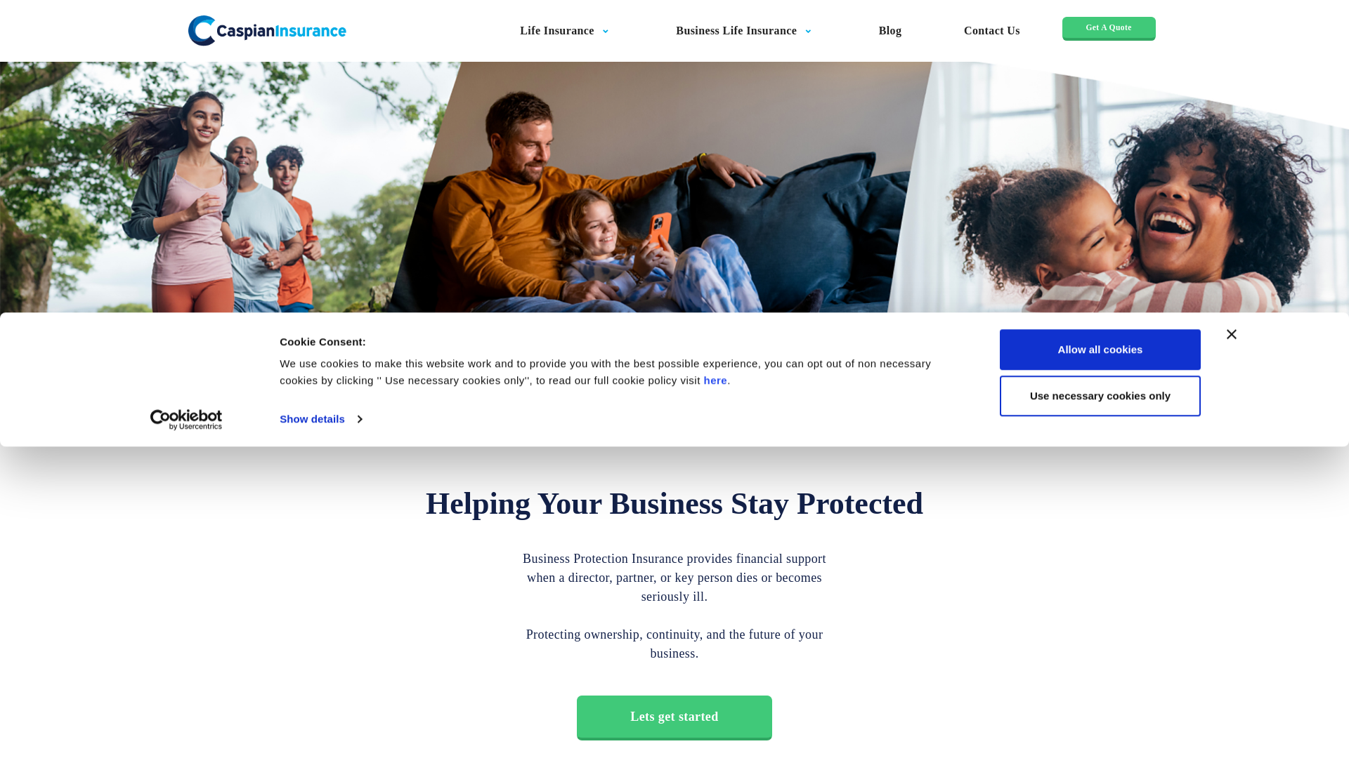 website screenshot of https://getcaspianinsurance.com
