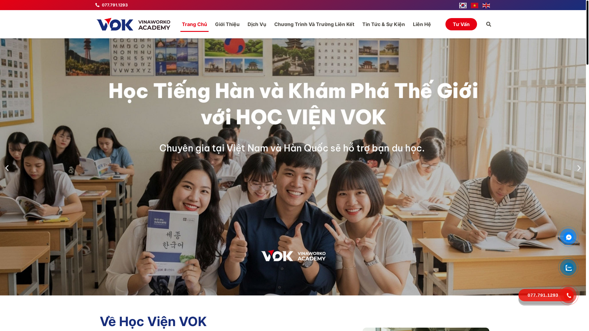 website screenshot of https://duhocvok.vn/