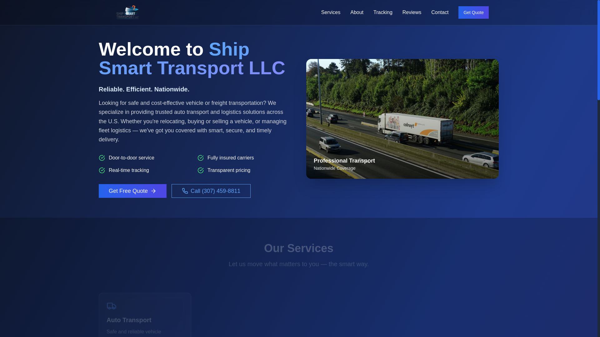 website screenshot of https://shipsmarttransportllc.com/