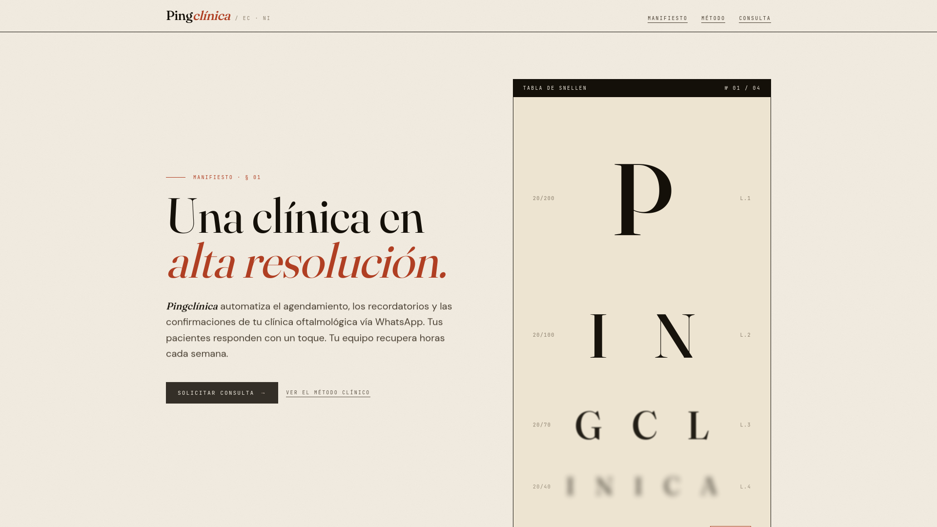 website screenshot of https://pingclinica.com/