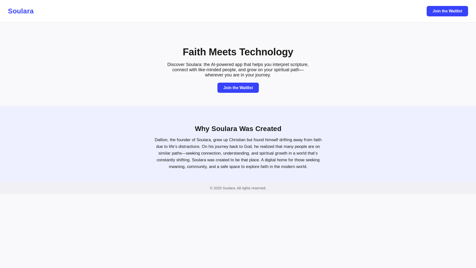 website screenshot of https://soulara.app/
