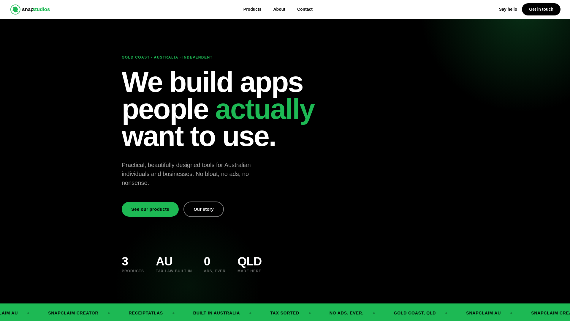 website screenshot of https://snapstudios.com.au/