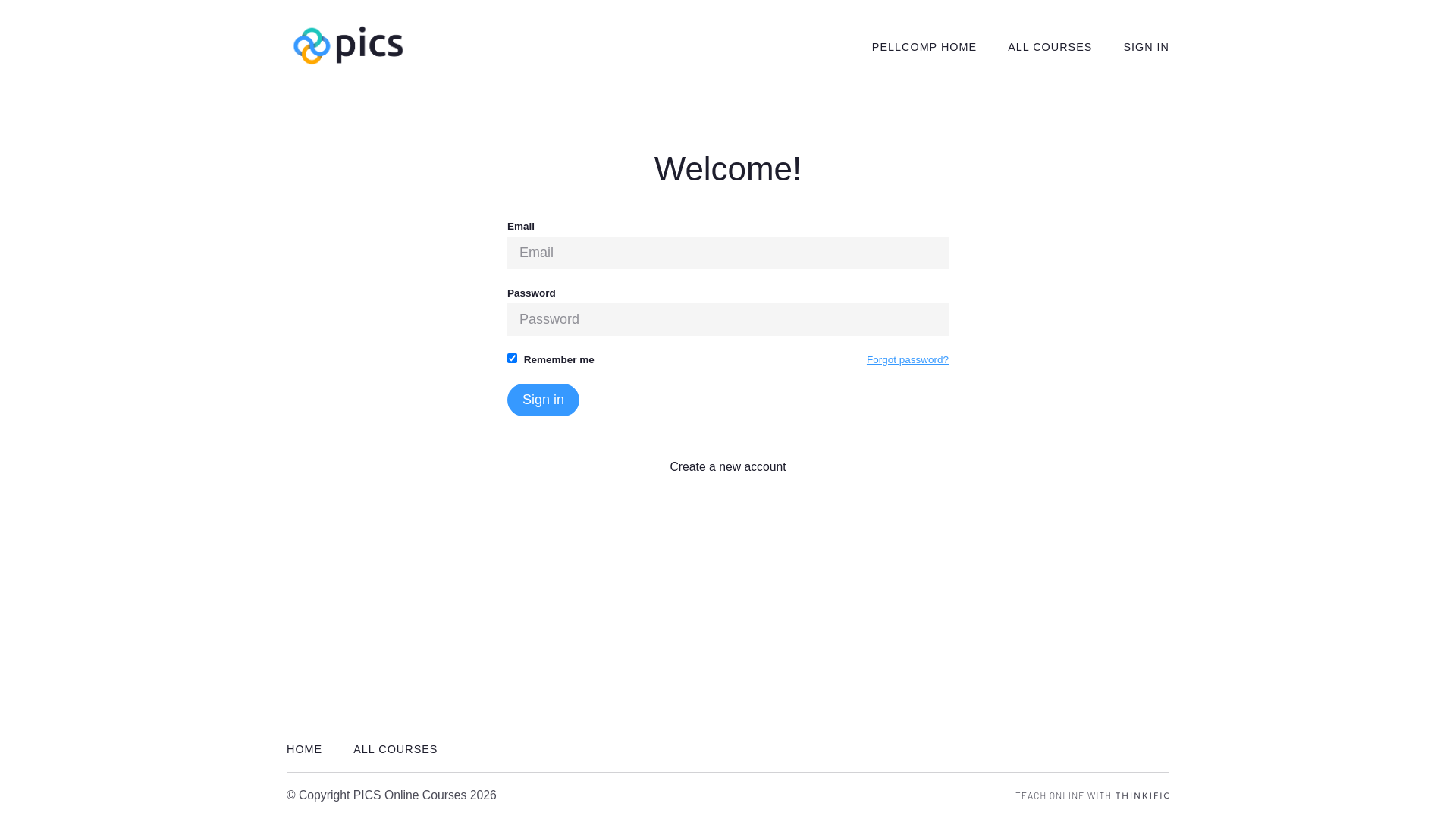 website screenshot of https://pellcomp.thinkific.com/users/sign_in