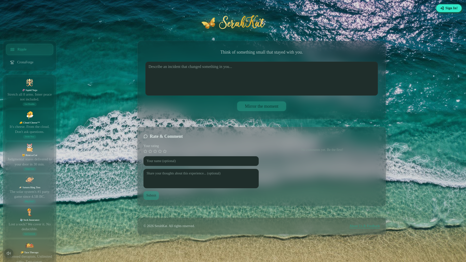 website screenshot of https://serahkat.com/