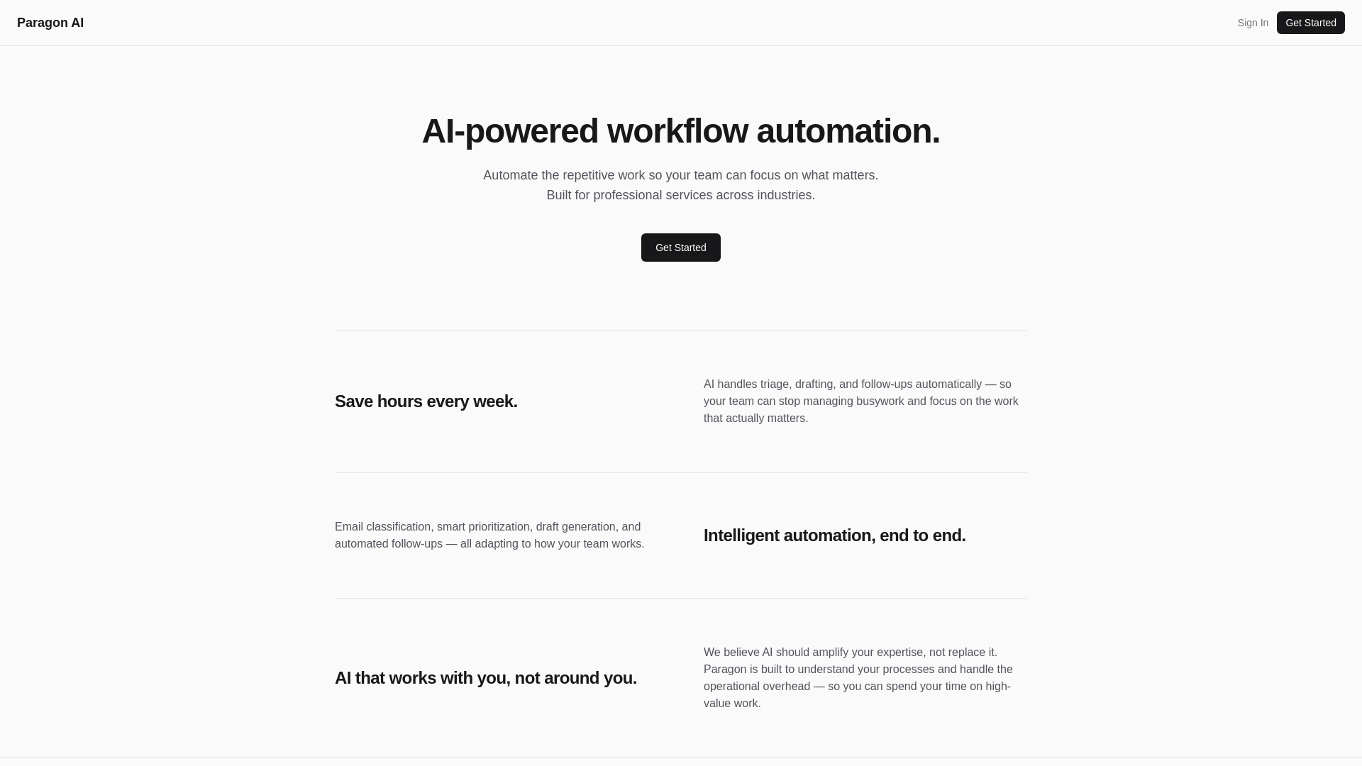website screenshot of https://paragonai.dev/
