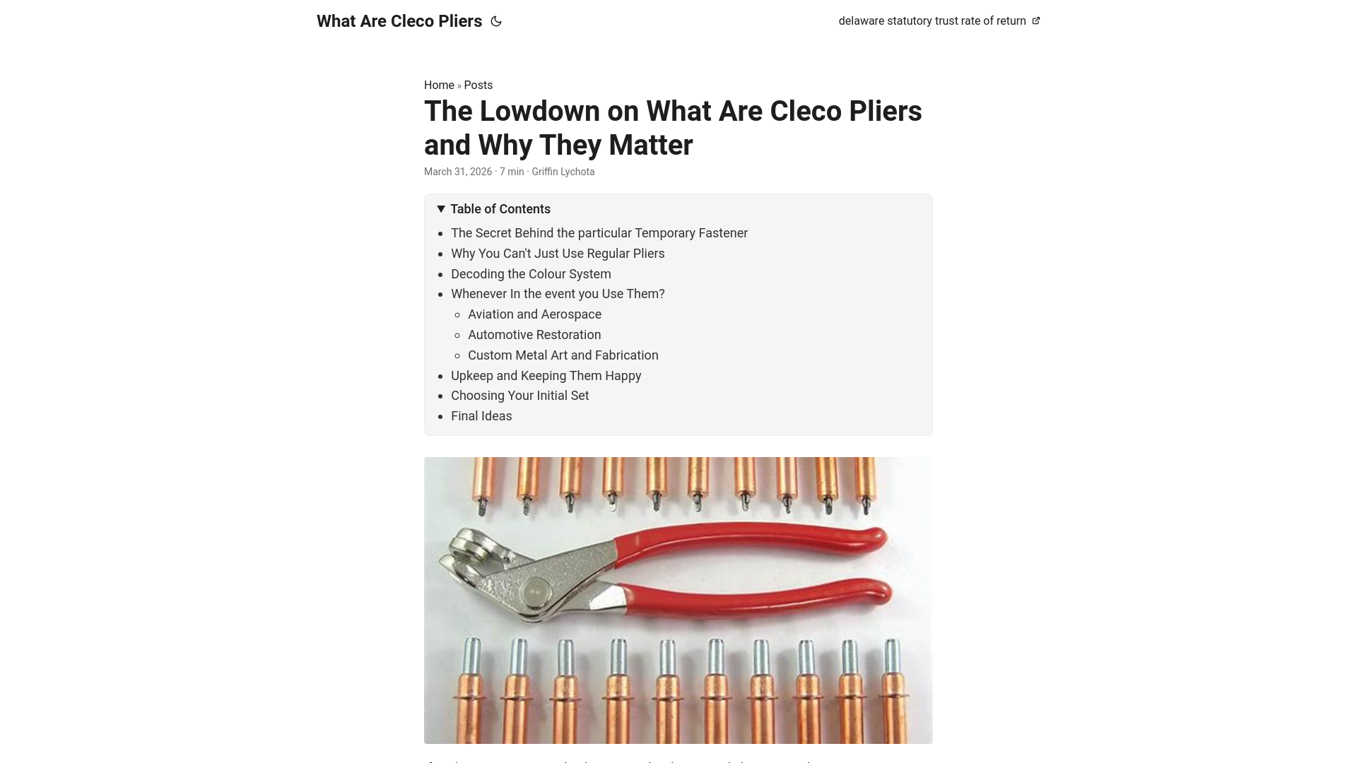 website screenshot of https://what-are-cleco-pliers.pages.dev/