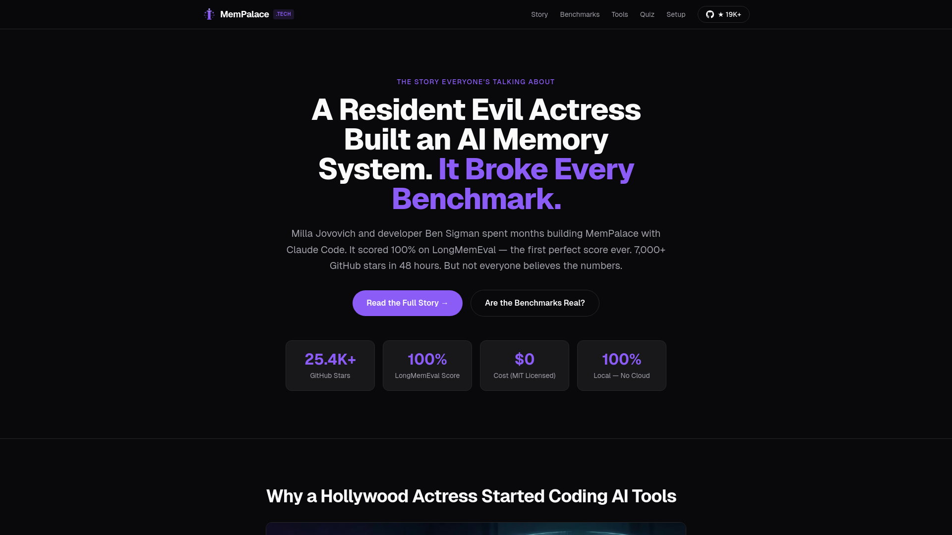 website screenshot of https://www.mempalace.tech/