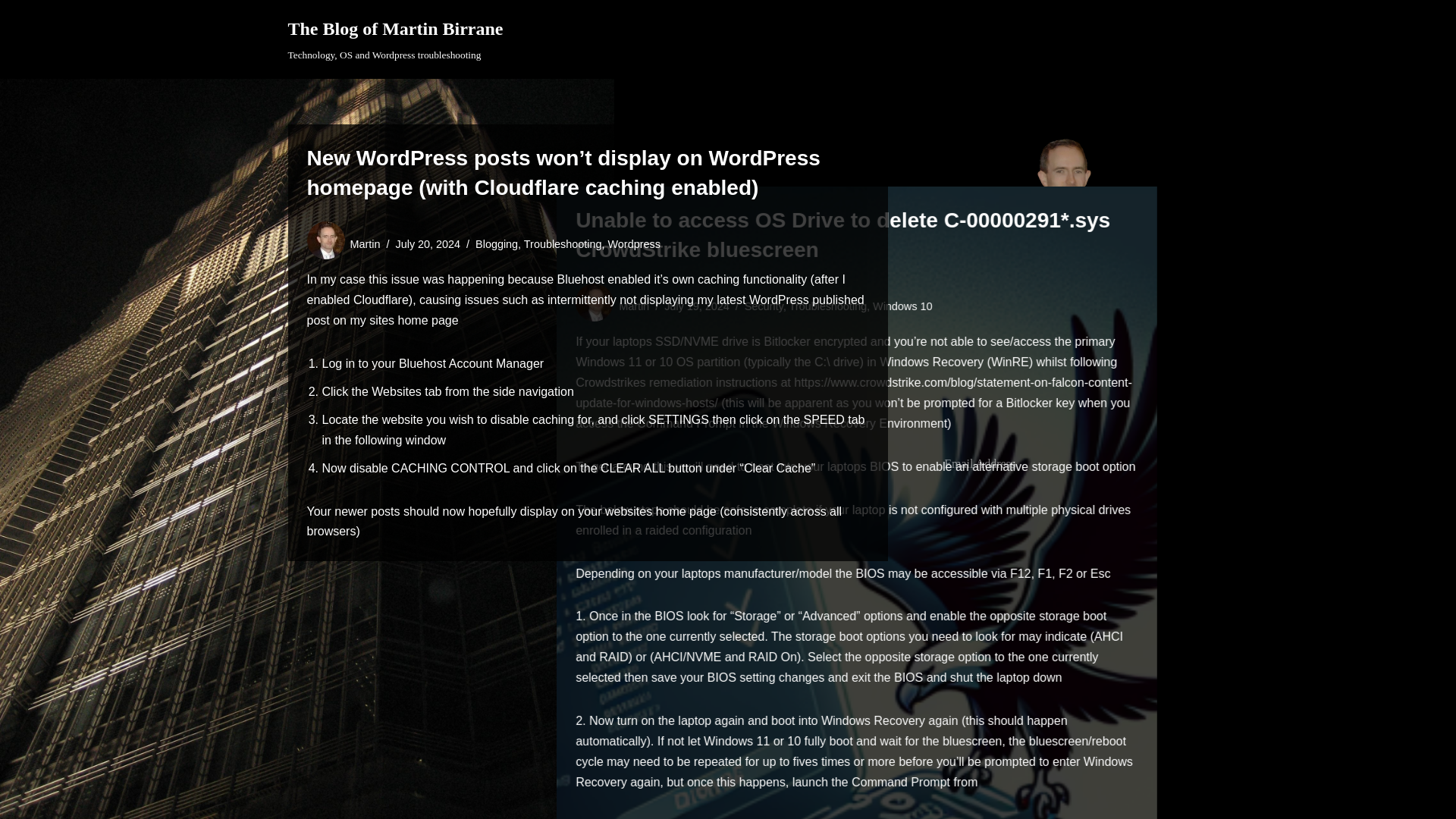 website screenshot of https://martinbirrane.com/