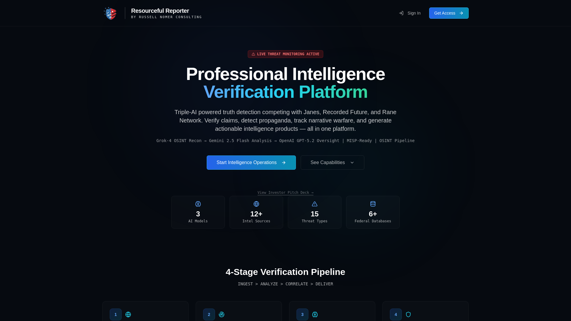 website screenshot of https://resourcefulreporter.com
