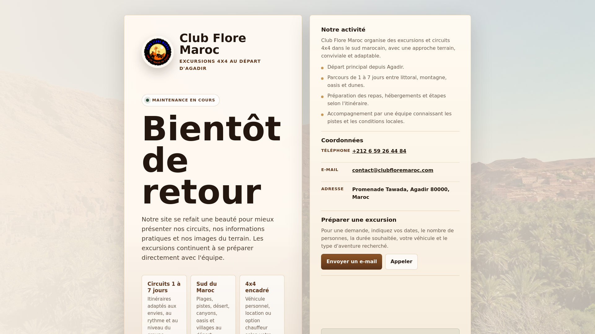 website screenshot of https://clubfloremaroc-refonte-4rycg.kinsta.page