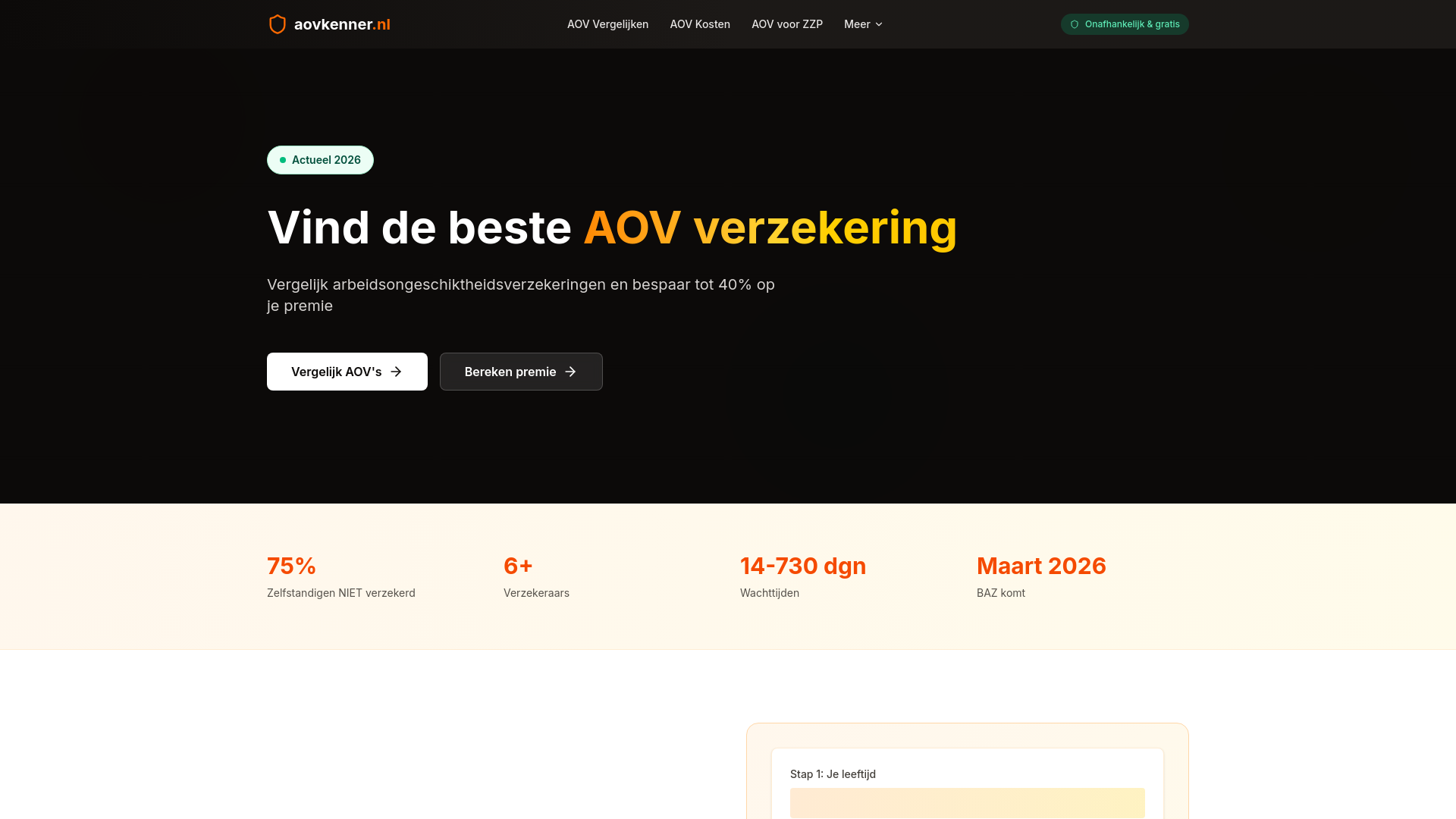 website screenshot of https://aovkenner.nl/