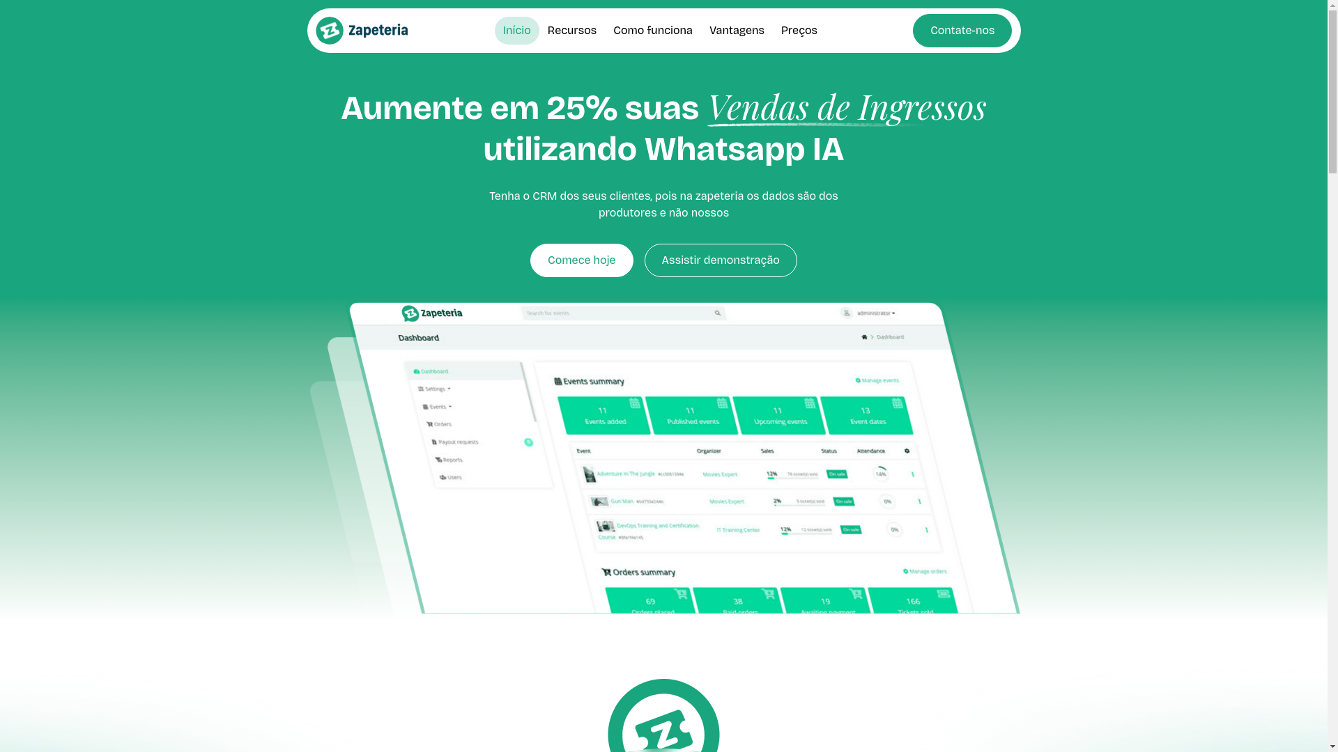 website screenshot of https://zapeteria.com.br/