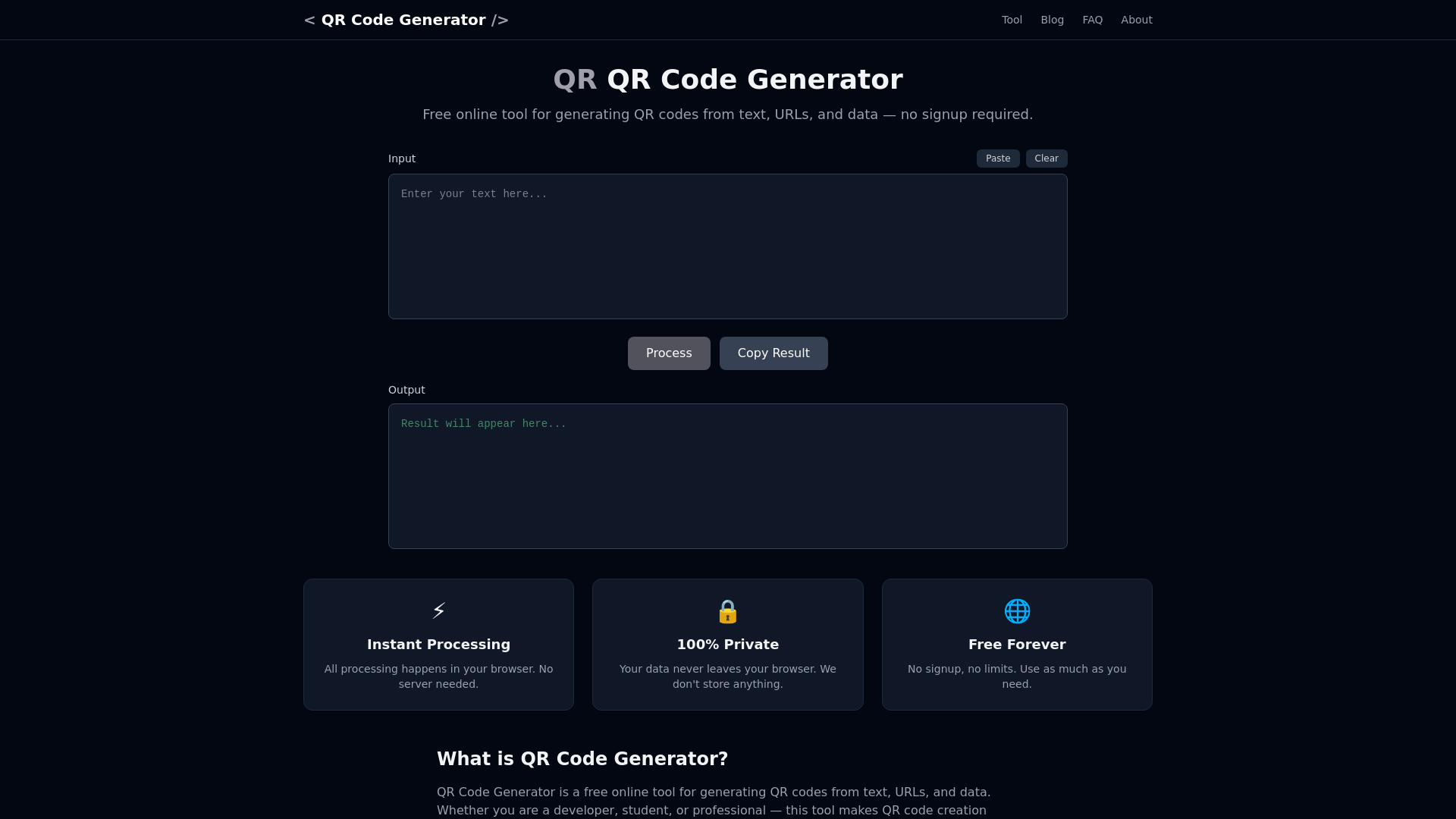 website screenshot of https://qr-code-generator-cq4.pages.dev/