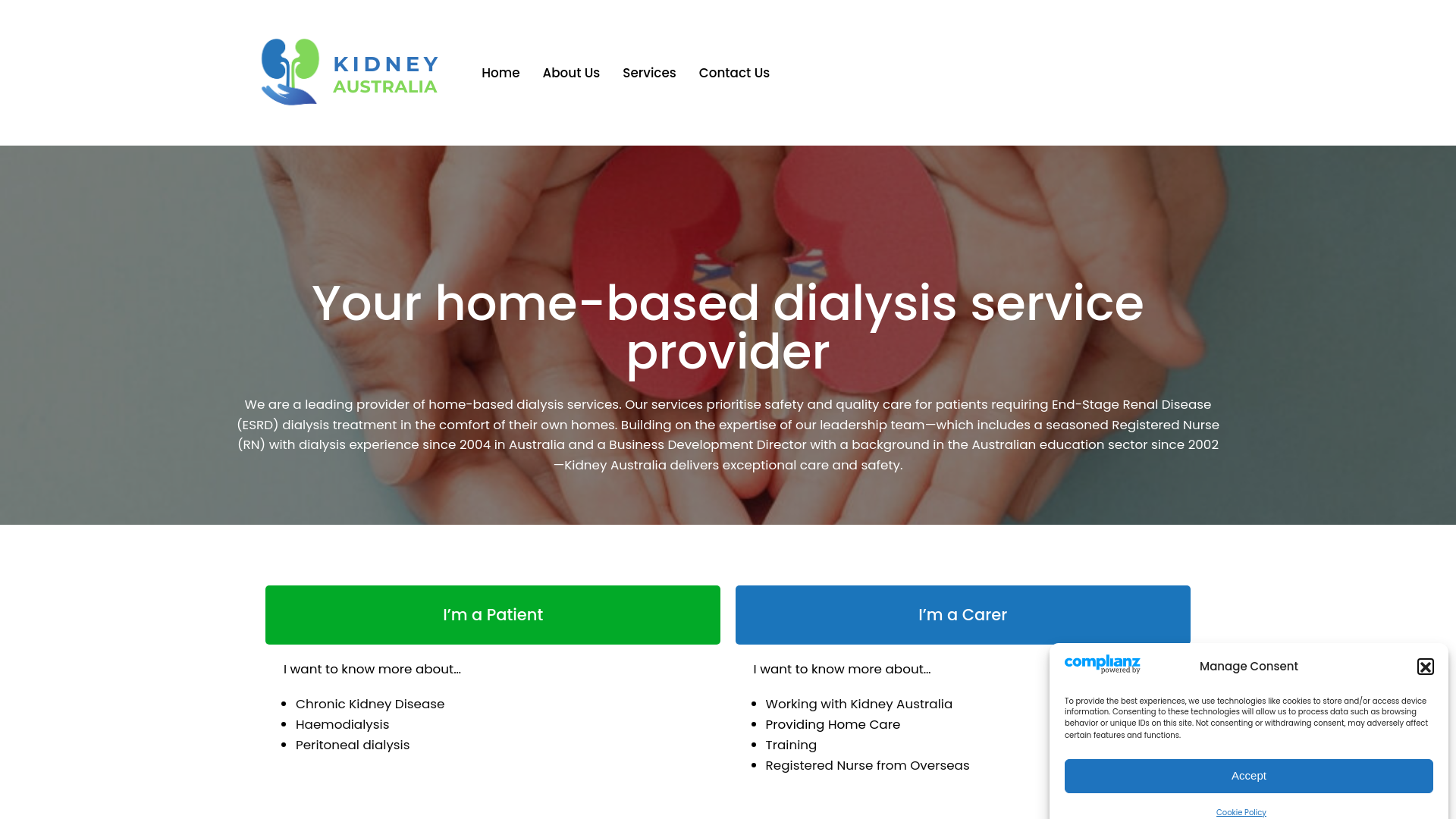 website screenshot of https://kidneysolutions.com.au/