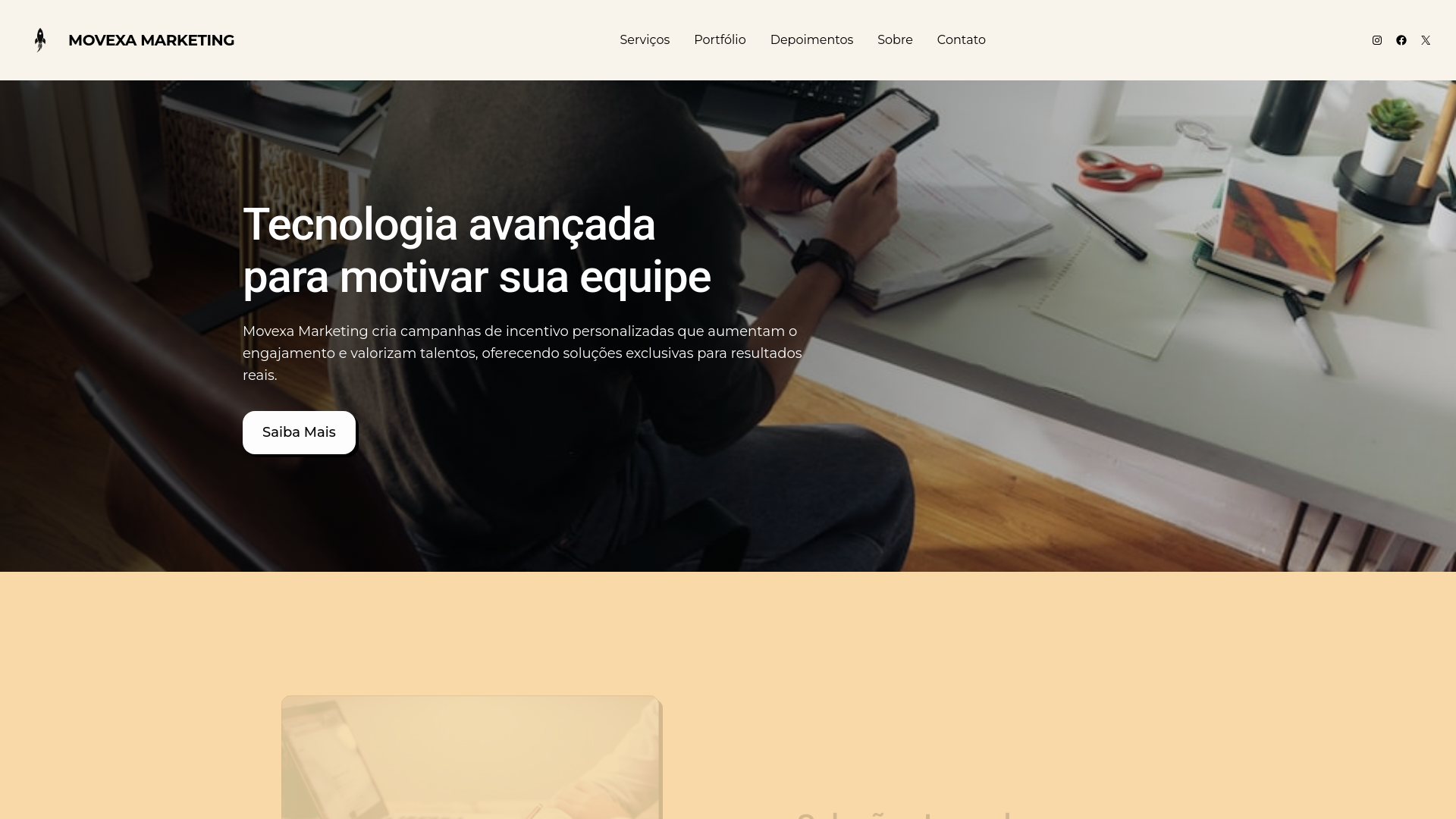 website screenshot of https://movexamarketing.com.br