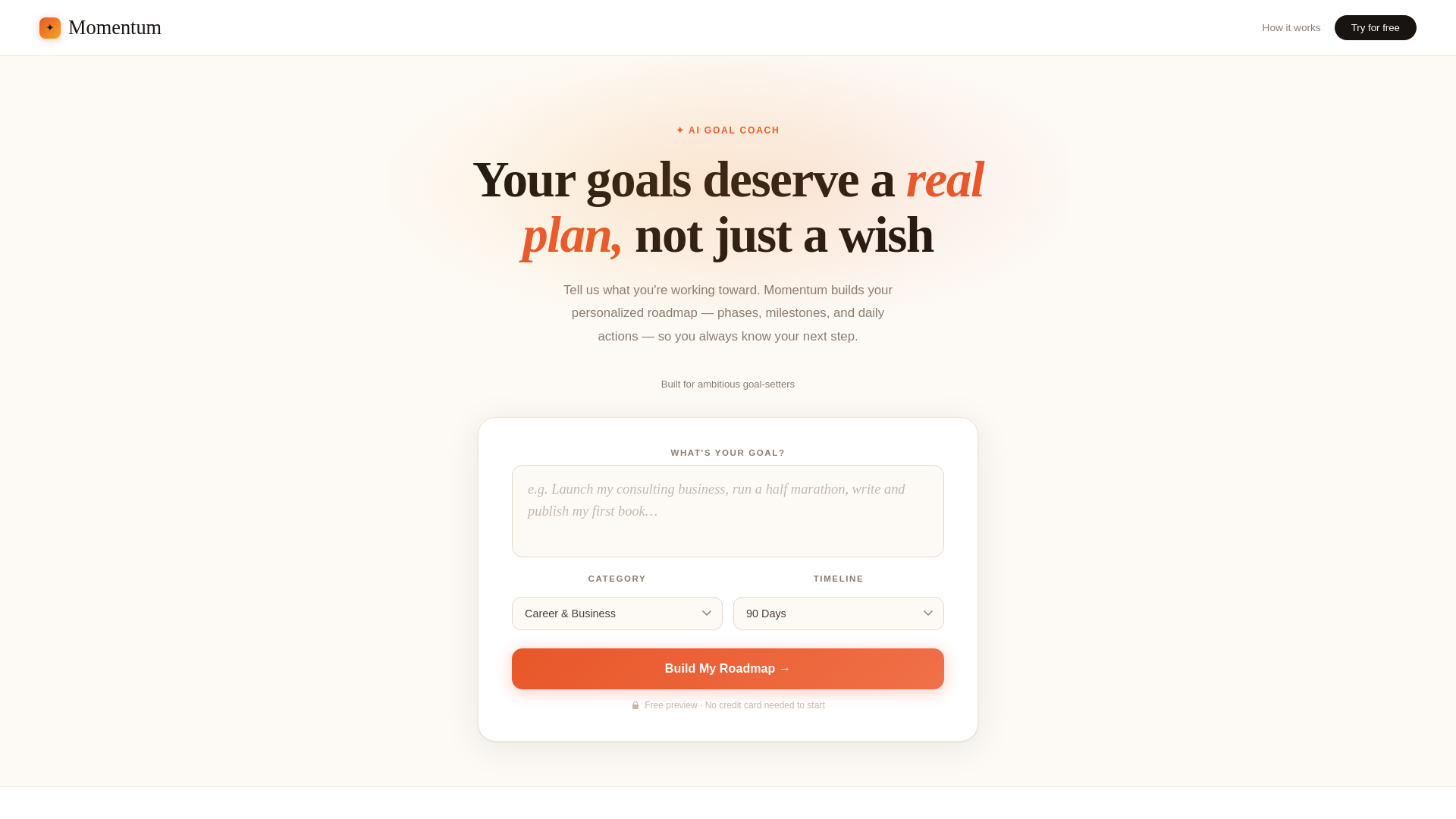 website screenshot of https://momentumgoalcoach.com