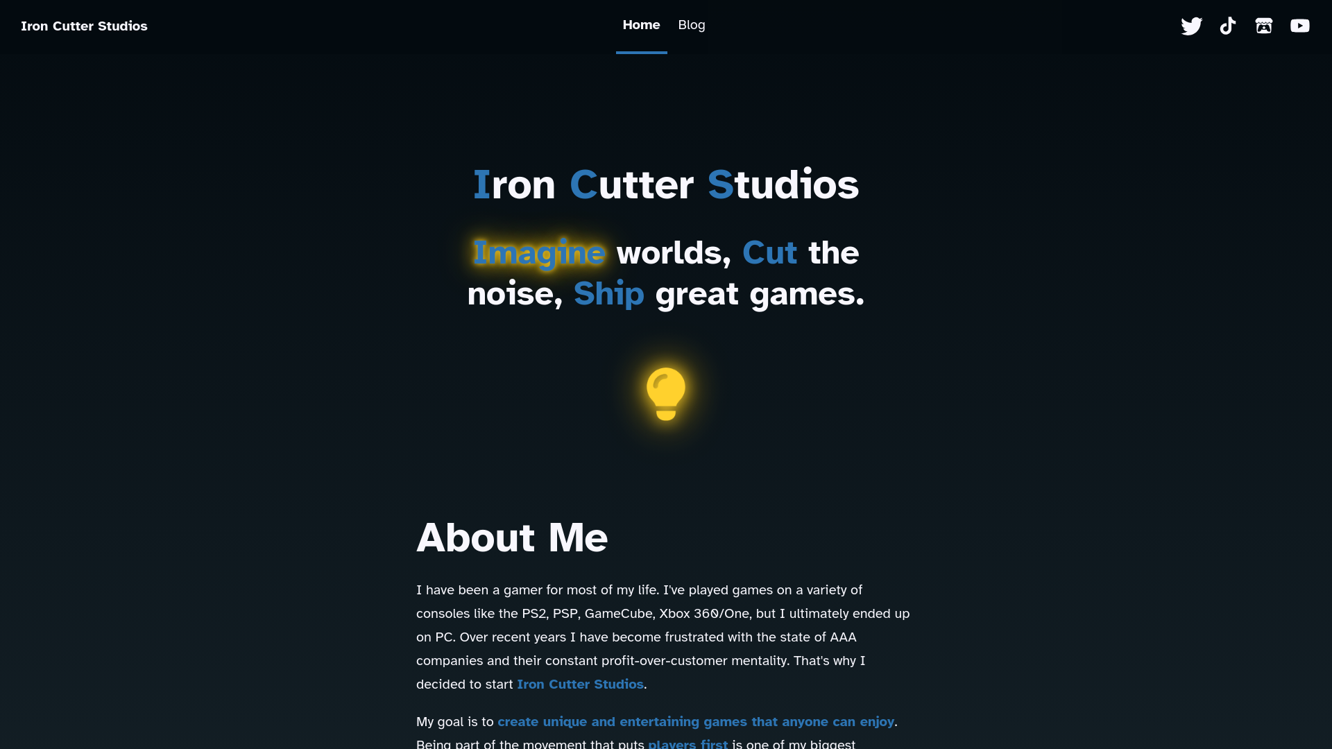 website screenshot of https://ironcutterstudios.com