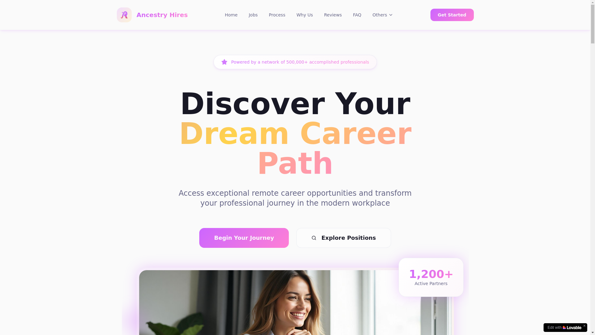 website screenshot of https://ancestryhires.com/