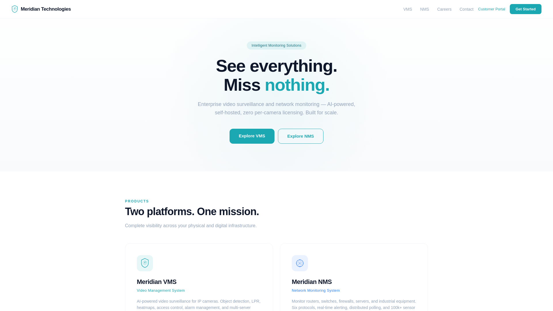 website screenshot of https://meridiantech.co.za/