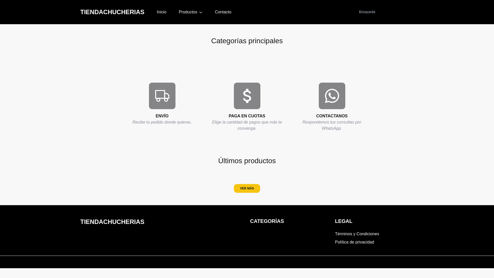 website screenshot of https://tiendachucherias.online/