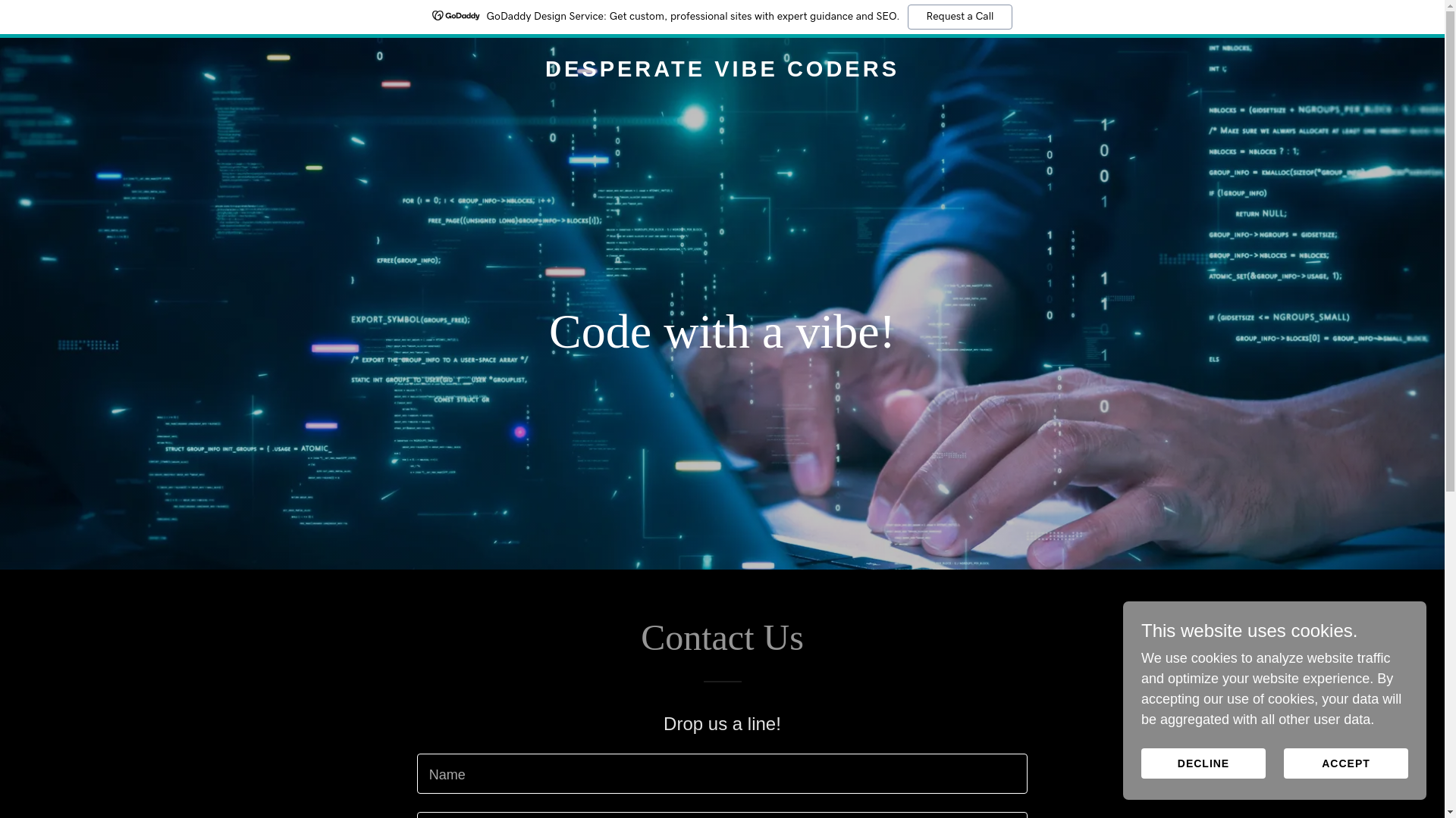 website screenshot of https://desperatevibecoders.com/