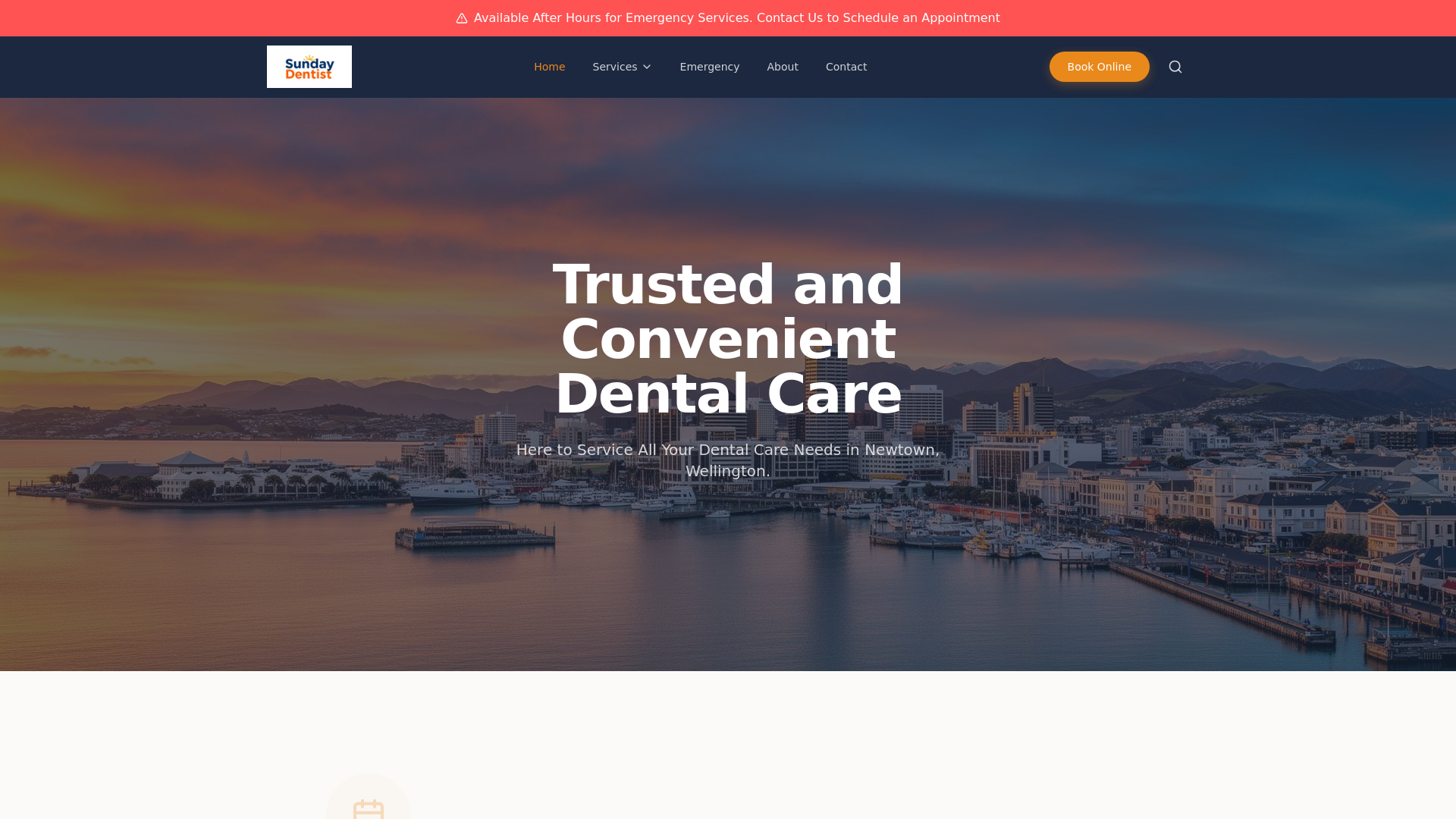 website screenshot of https://sundaydentist.co.nz