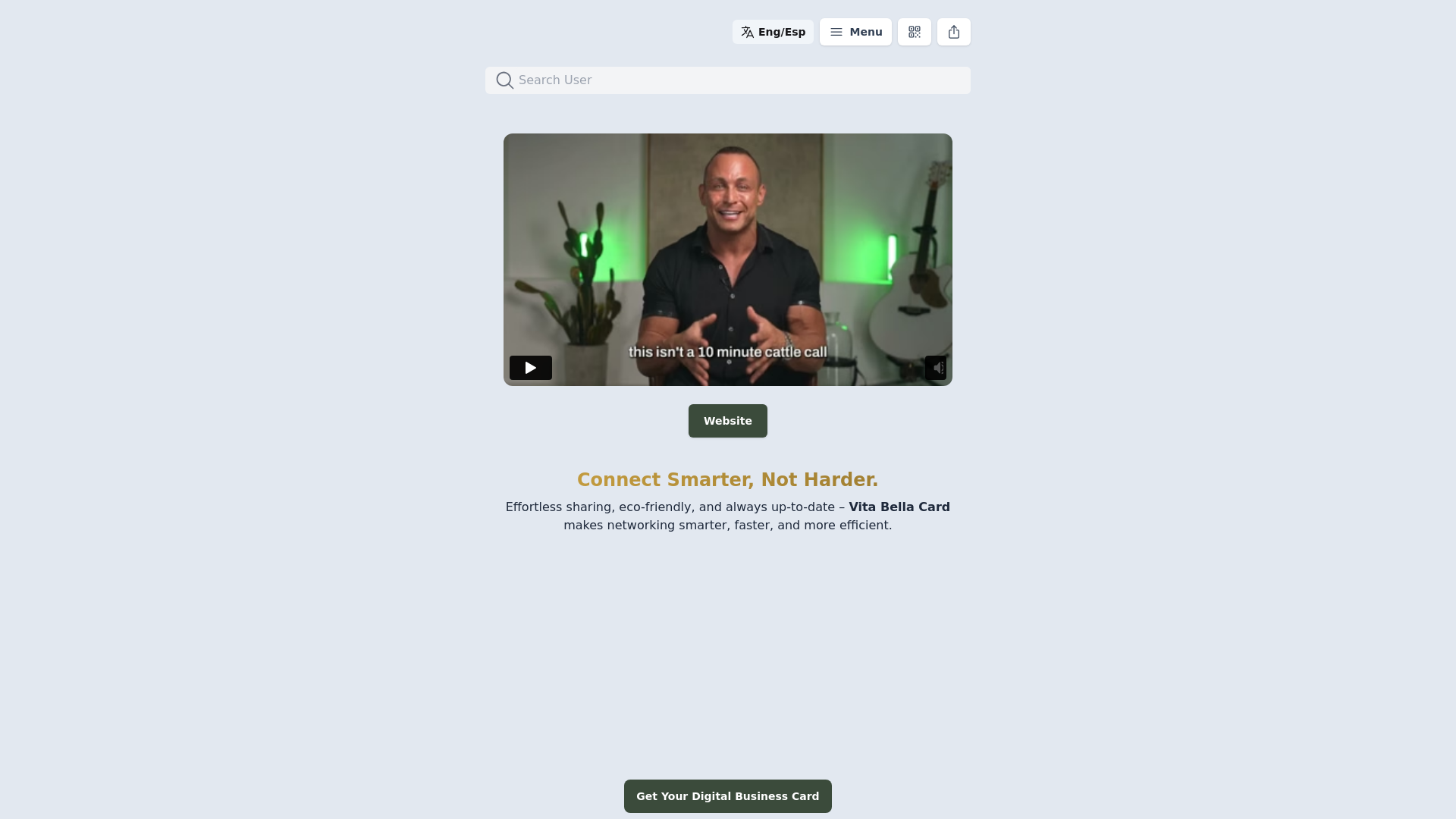 website screenshot of https://vitabellacard.com/
