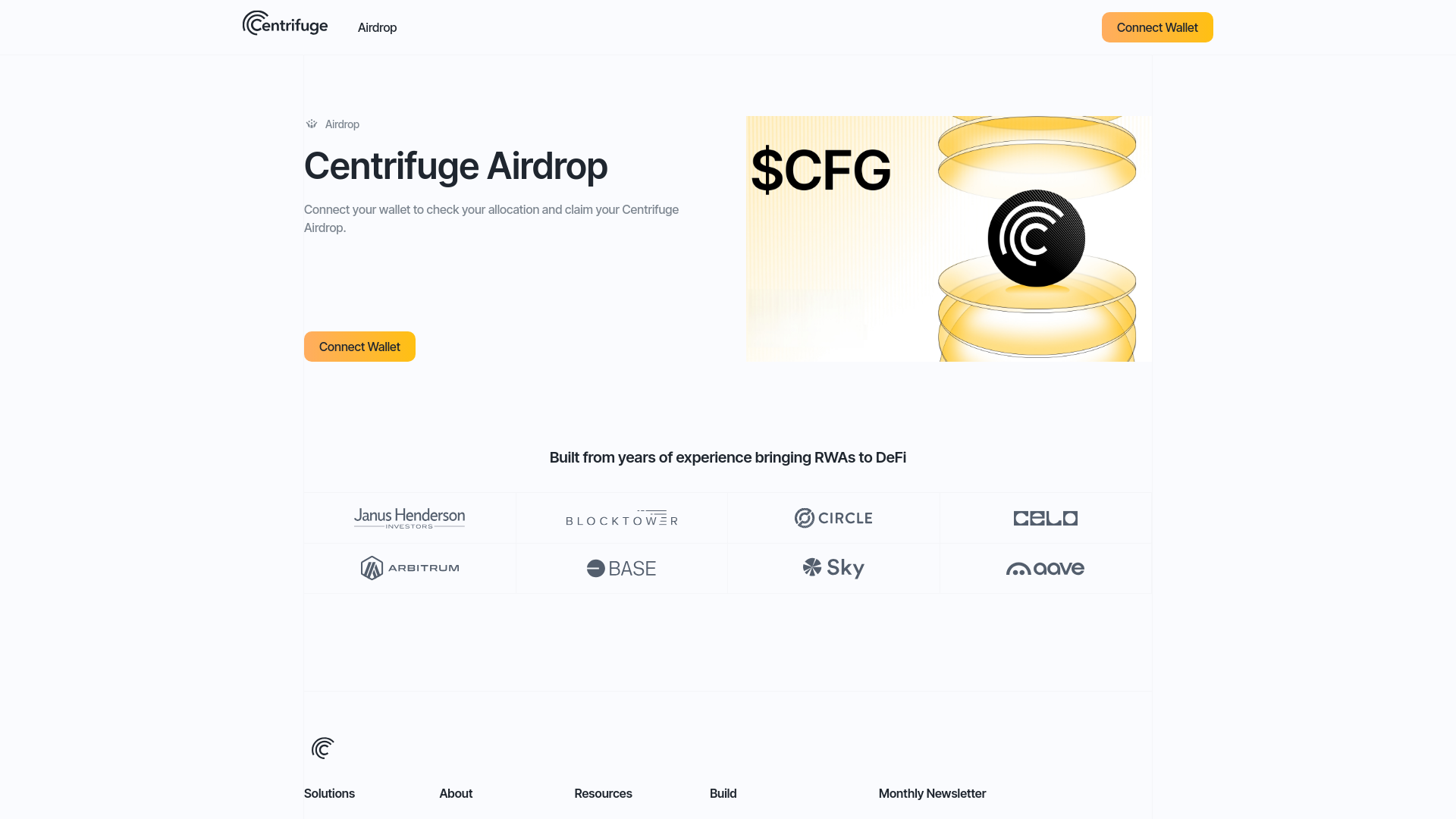 website screenshot of https://claim-centrifuge.live