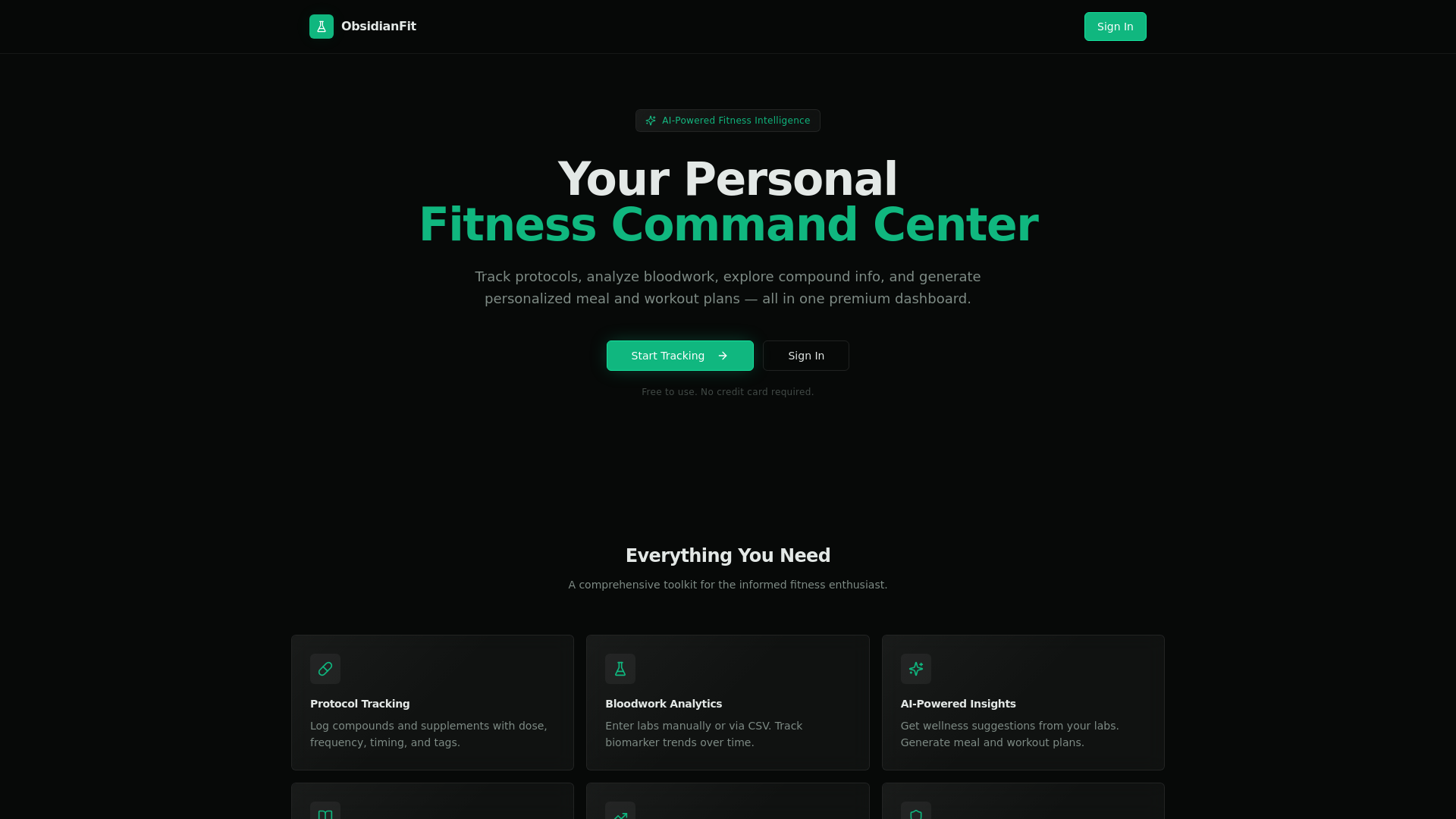 website screenshot of https://obsidianbiometrics.com/