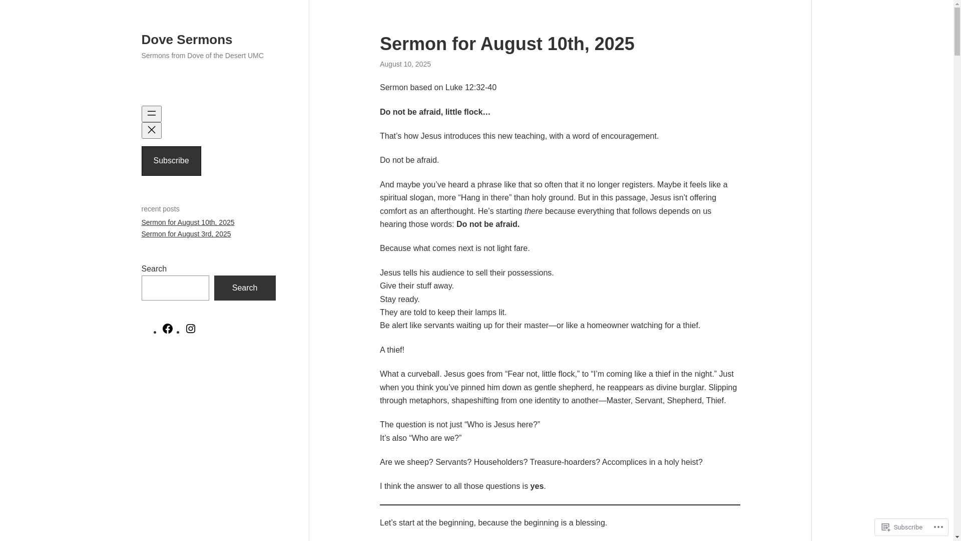 website screenshot of https://dovesermons.com/