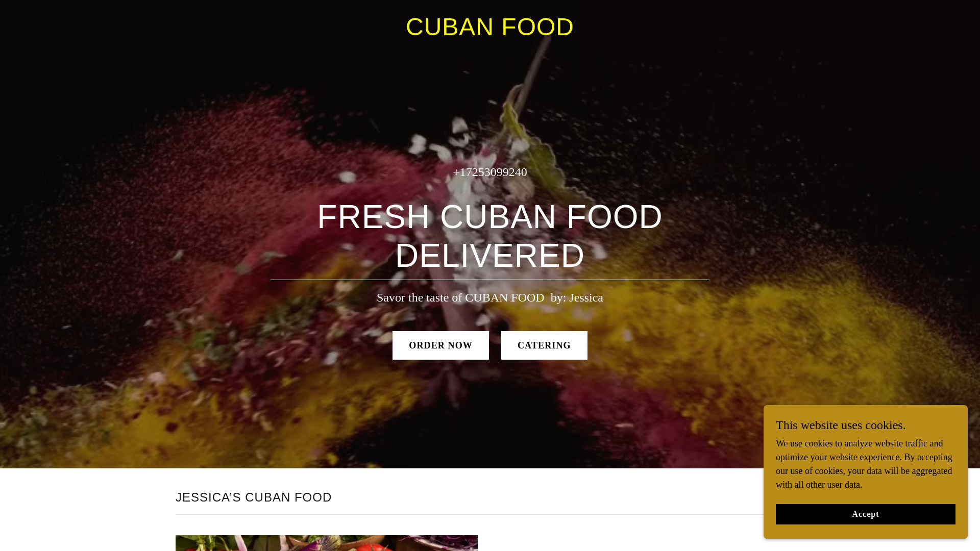 website screenshot of https://cubanfood.vegas/
