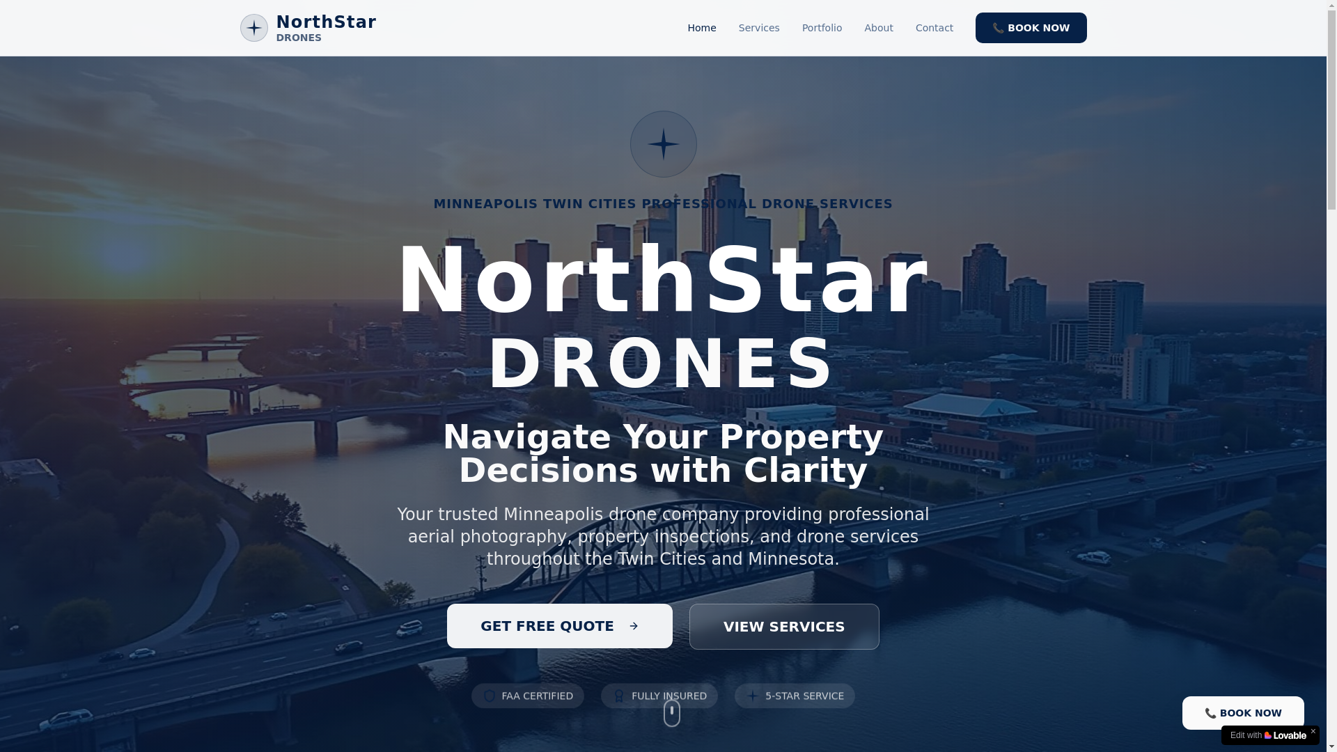website screenshot of https://northstardronesmn.com/