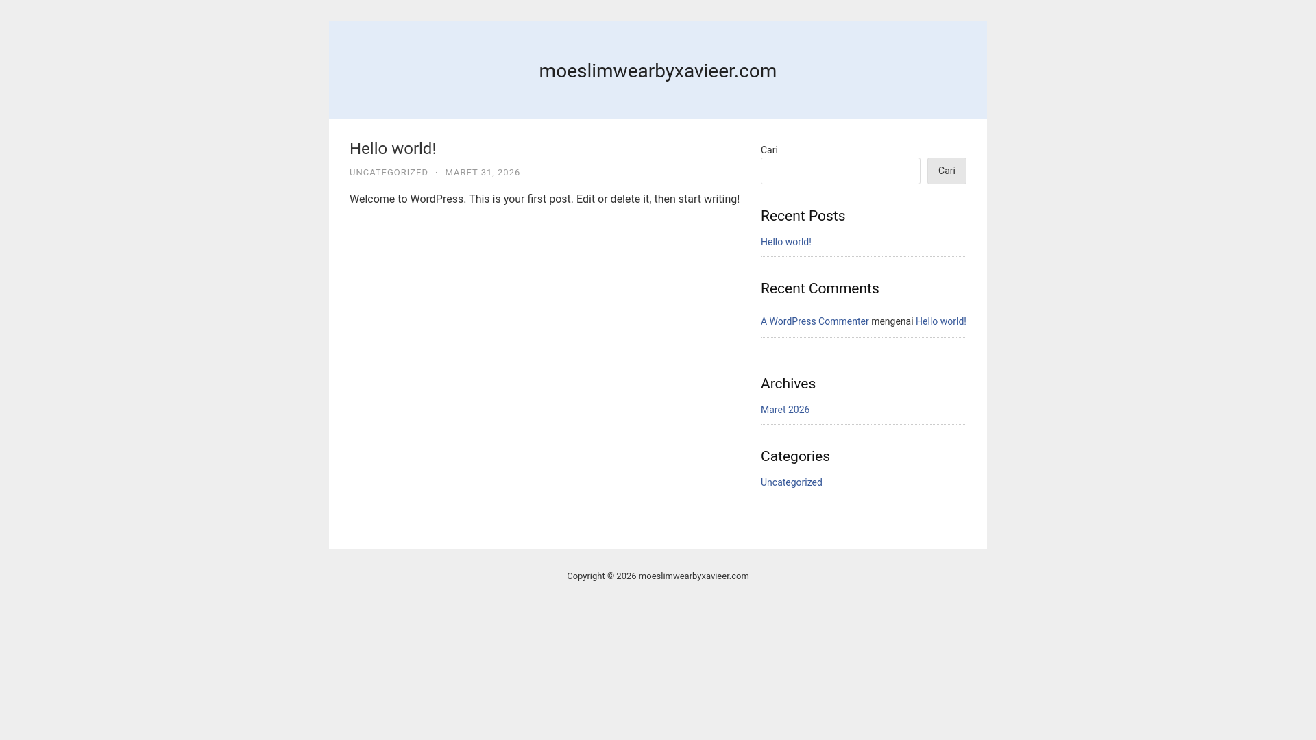 website screenshot of https://moeslimwearbyxavieer.com