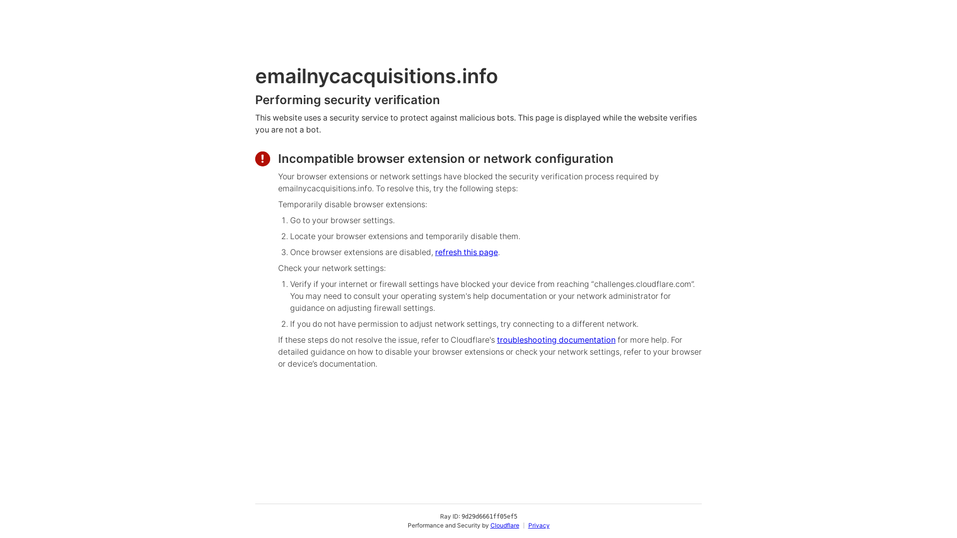 website screenshot of https://emailnycacquisitions.info/