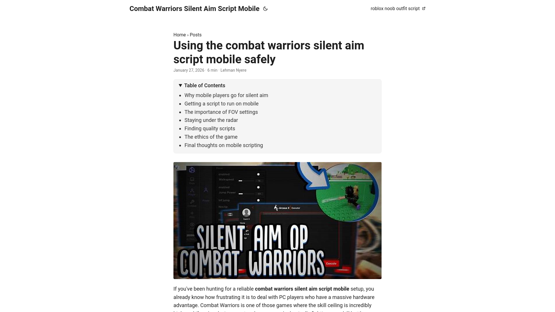 website screenshot of https://combat-warriors-silent-aim-script-mobile.pages.dev/