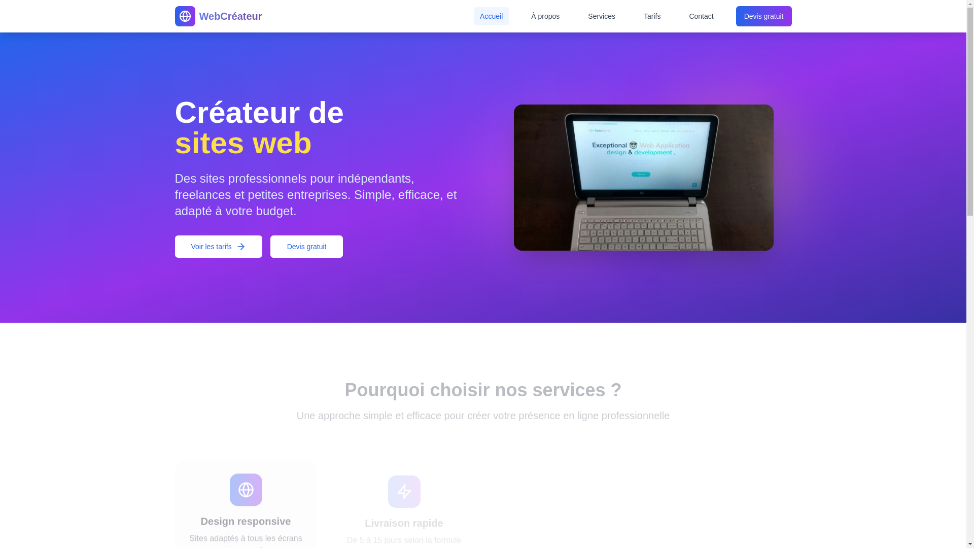 website screenshot of https://web-createur.be/