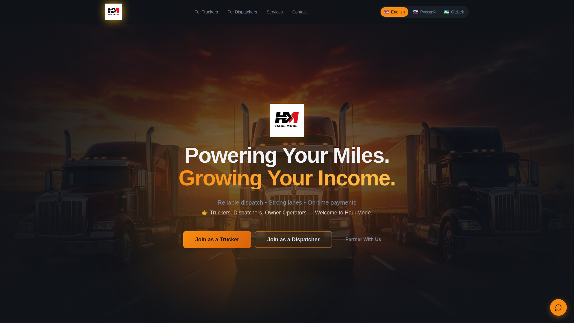 website screenshot of https://haulmodeinc.com/