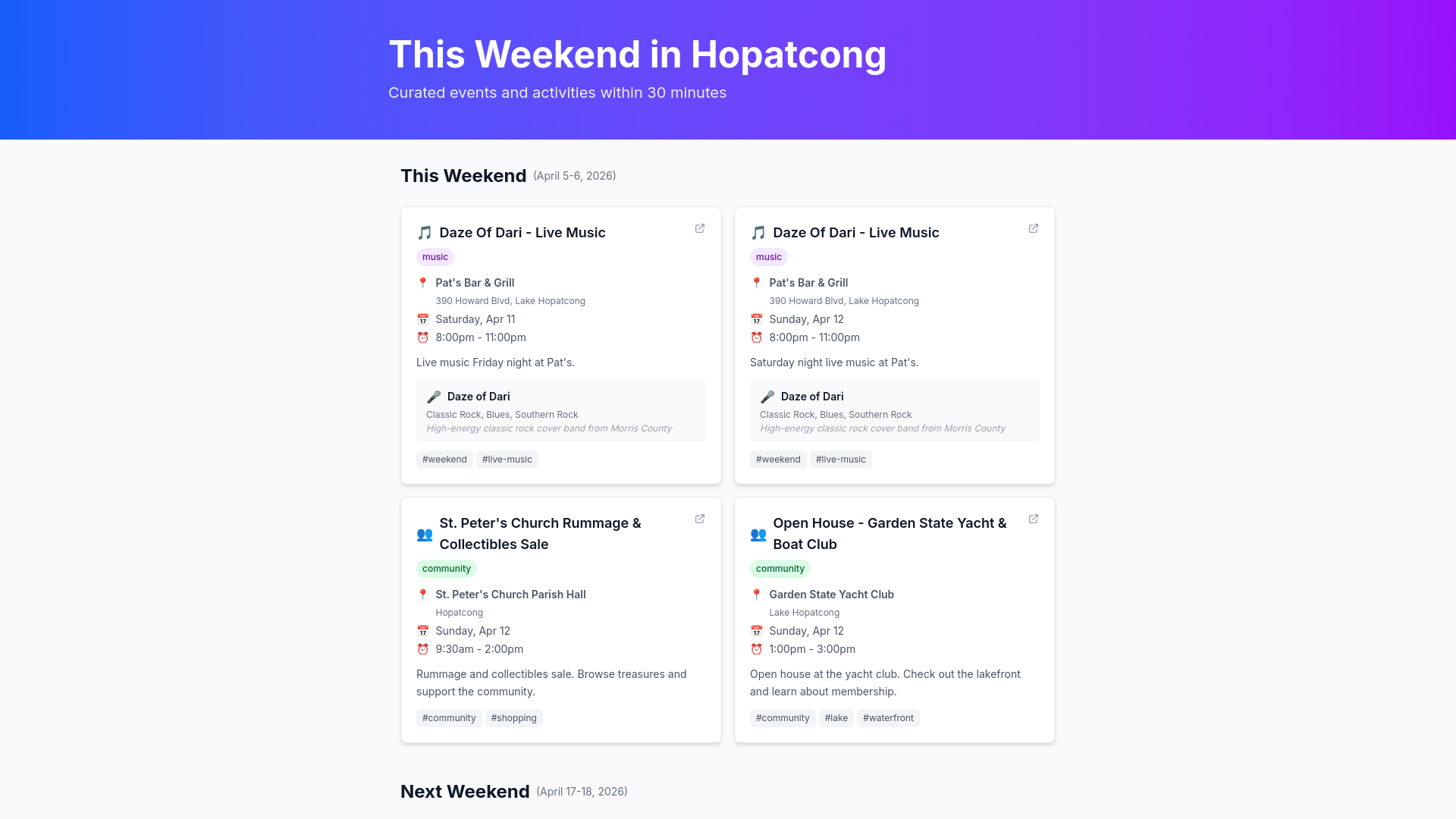 website screenshot of https://hopatcongevents.com