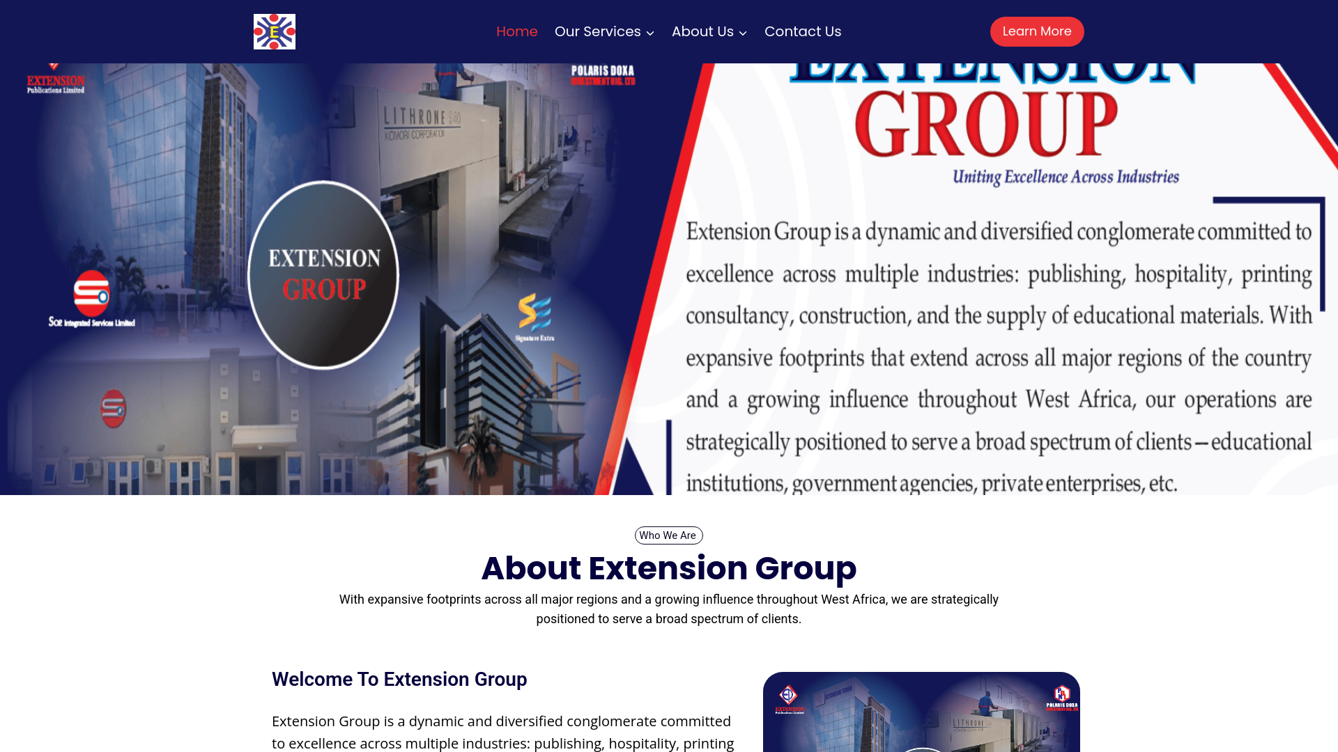 website screenshot of https://extensiongroups.org