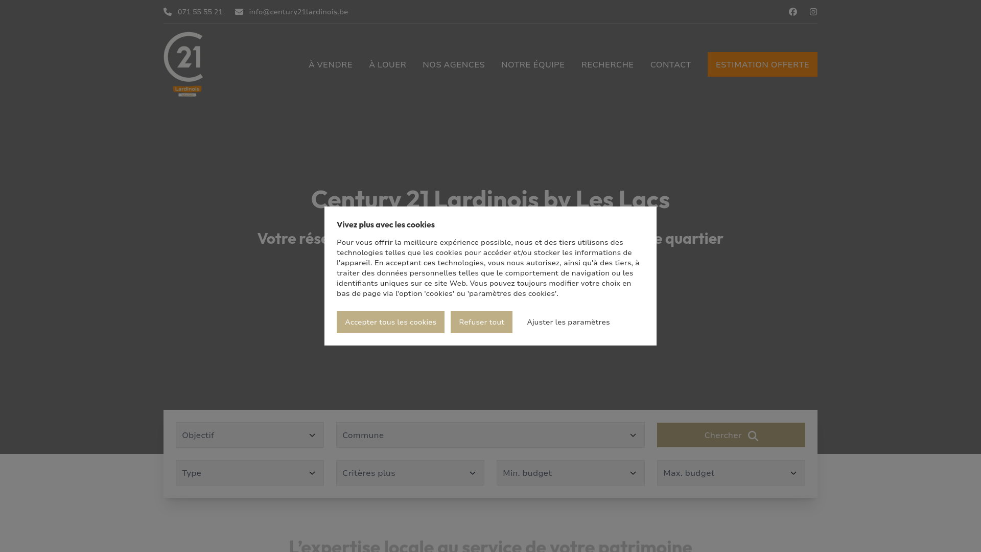 website screenshot of https://century21-lardinois.be