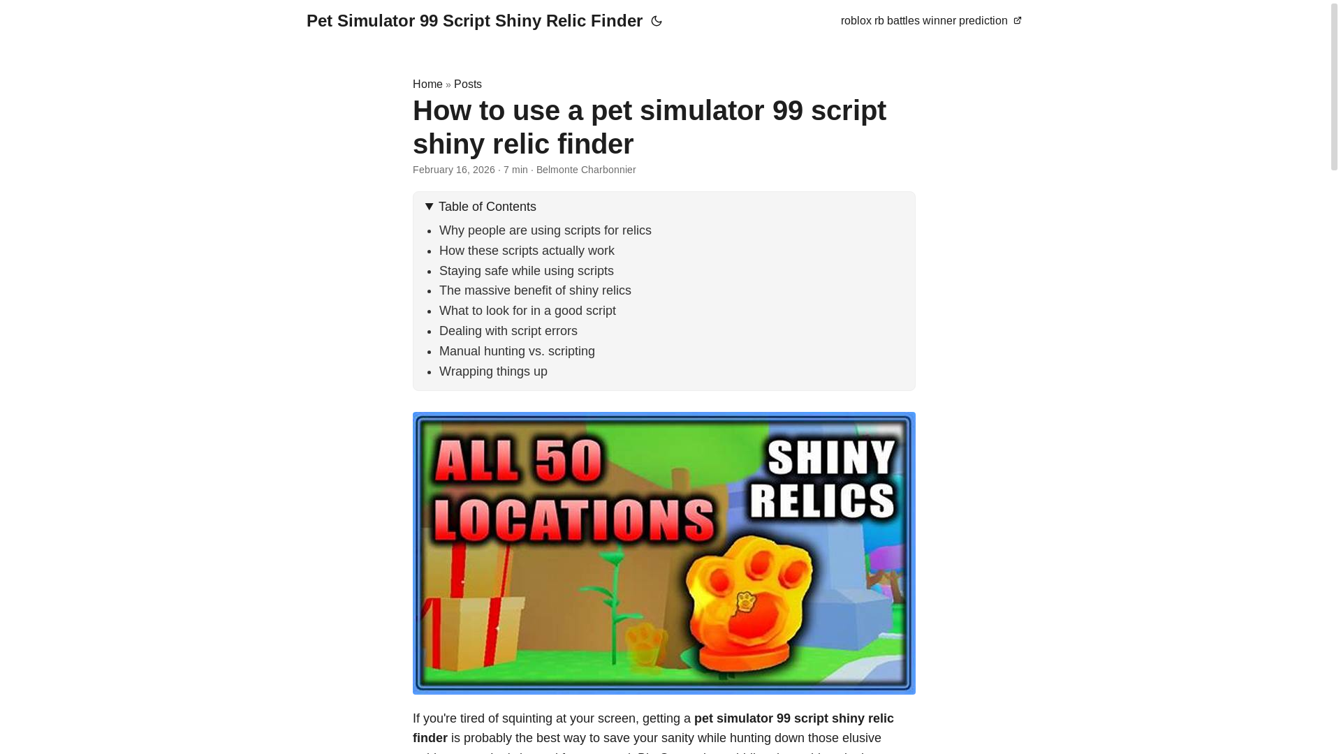 website screenshot of https://pet-simulator-99-script-shiny-relic-finder.pages.dev/