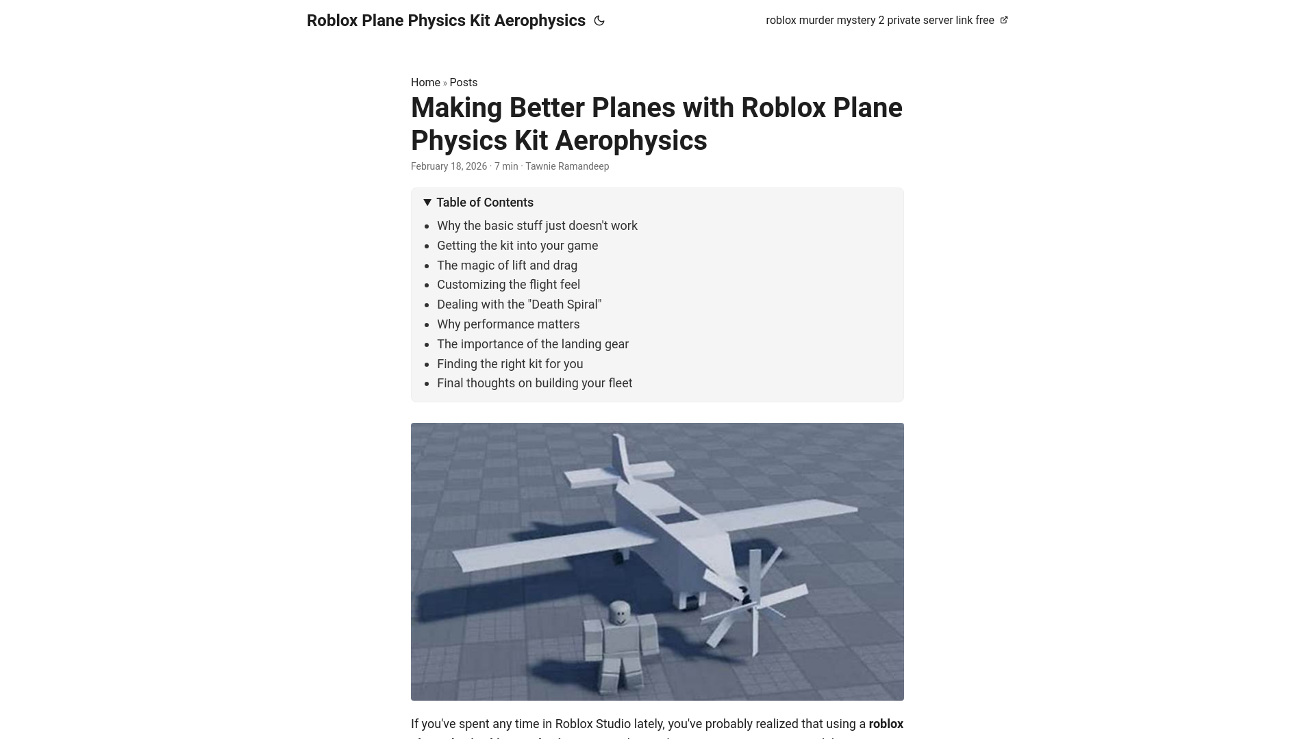 website screenshot of https://roblox-plane-physics-kit-aerophysics.pages.dev/
