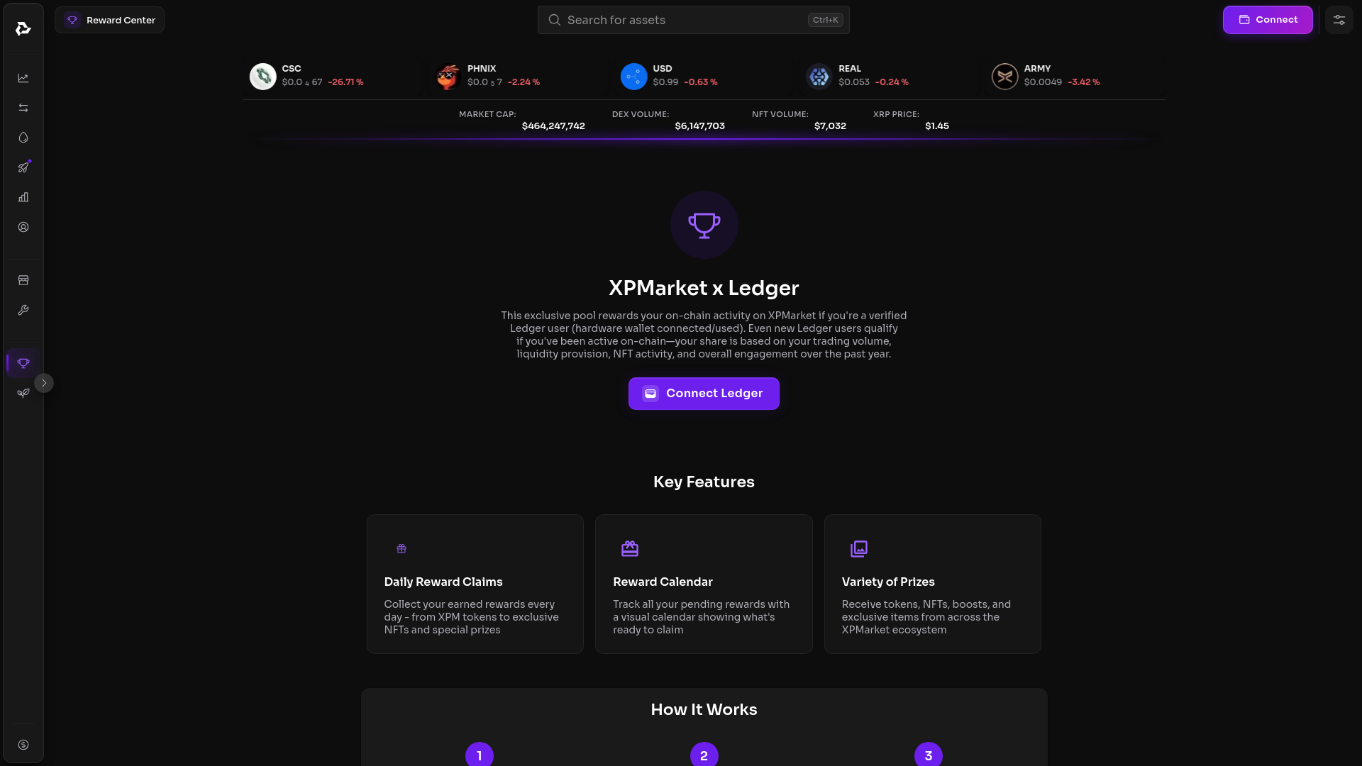 website screenshot of https://ledger-xpmarket.com/