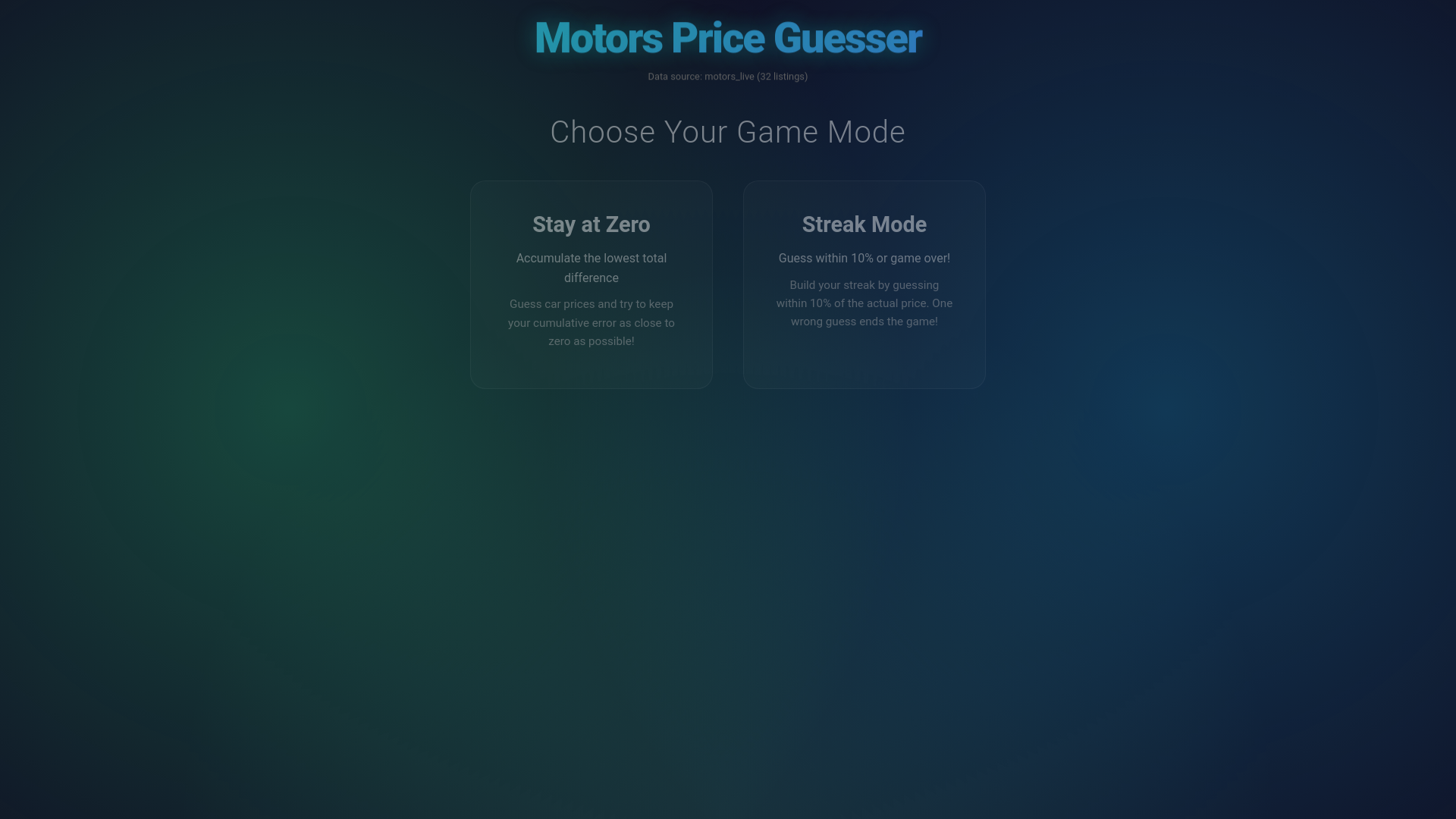 website screenshot of https://carguessr.uk/