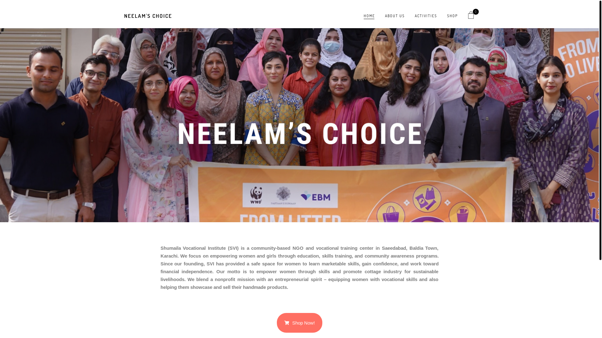 website screenshot of https://neelamschoice.pk/